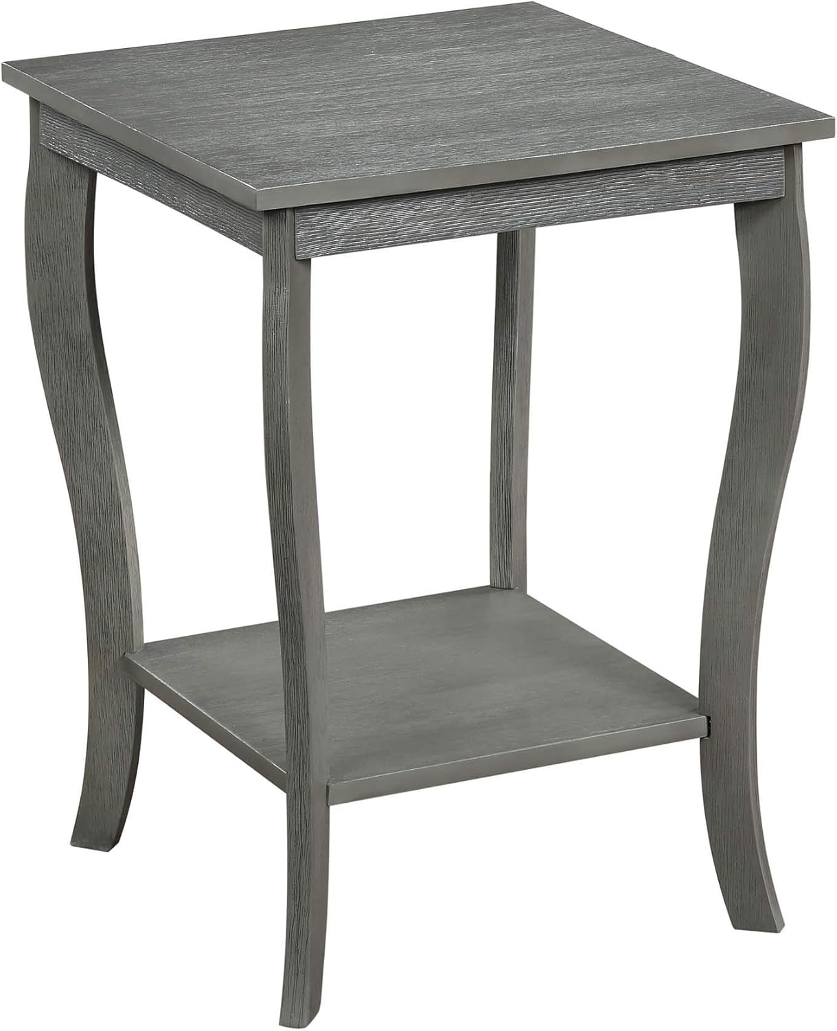 Convenience Concepts American Heritage Square End Table with Shelf, Wirebrush Dark Gray