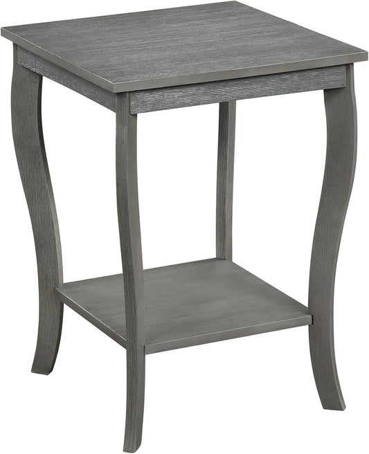 Convenience Concepts American Heritage Square End Table with Shelf, Wirebrush Dark Gray