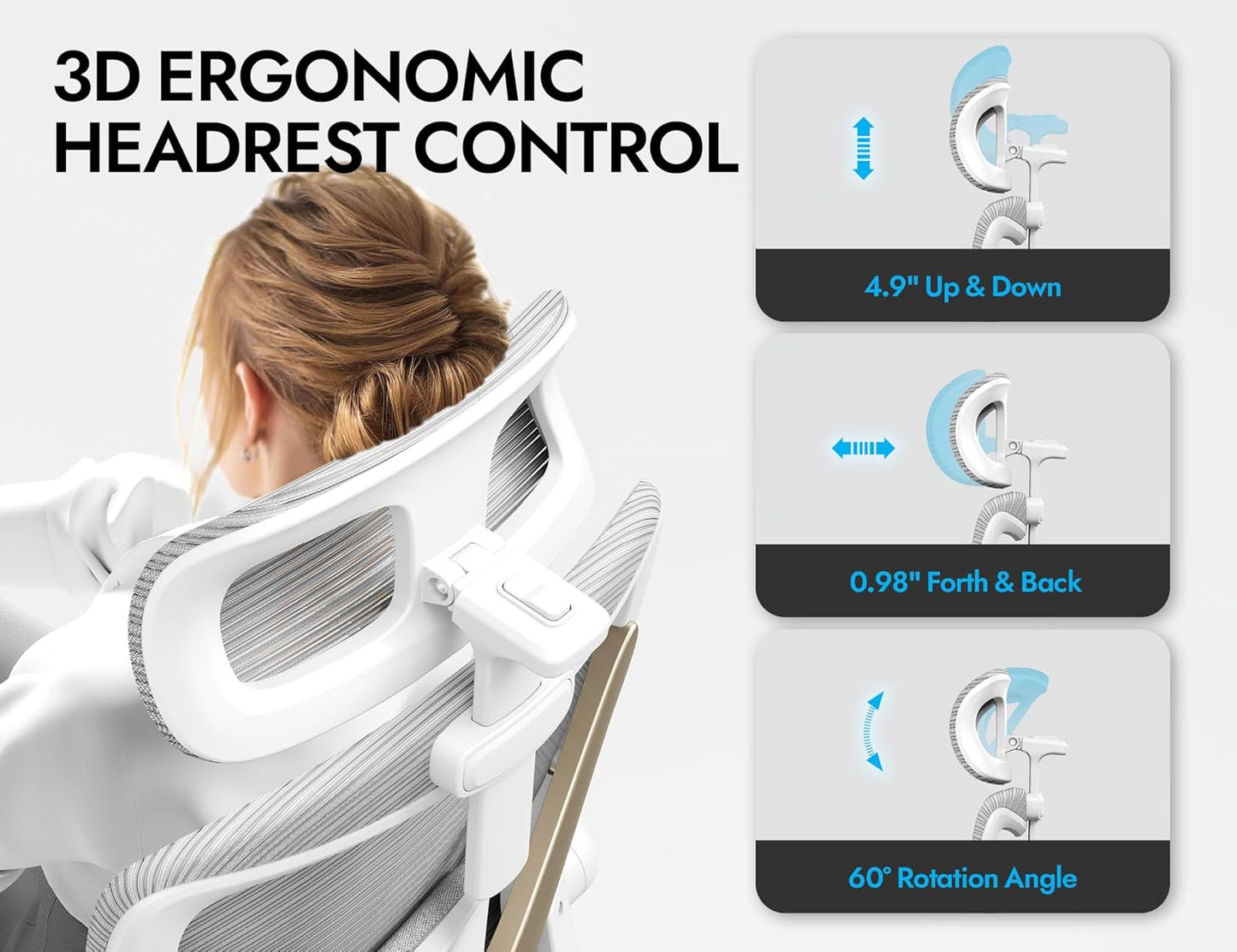 Ergonomic Office Chair - X-Shaped Computer Desk Chair Comfy, Gaming Chair, Office Chair with Lumbar Support, Mesh Office Chairs with Headrests, Desk Chair for Long Hours (Grey Gold)