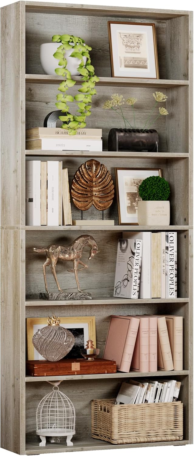 IRONCK Bookshelves and Bookcases Floor Standing 6 Tiers Display Storage Shelves 70 in Tall Bookcase Home Decor Furniture for Home Office, Living Room, Bed Room