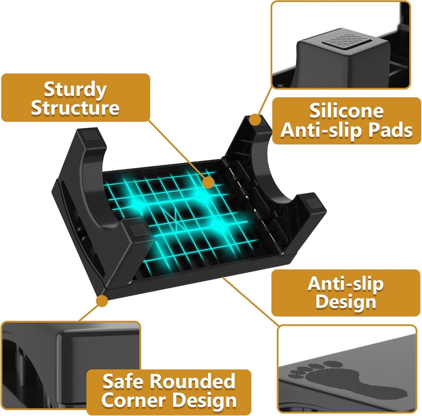 Step Stool Foldable for Adults Kids, Heavy Duty Non-Slip Folding Stepping Stool with 400-LBS Capacity, Portable Collapsible Foot Stool for Bathroom Bedroom Kitchen, Bed Steps for High Beds, Black