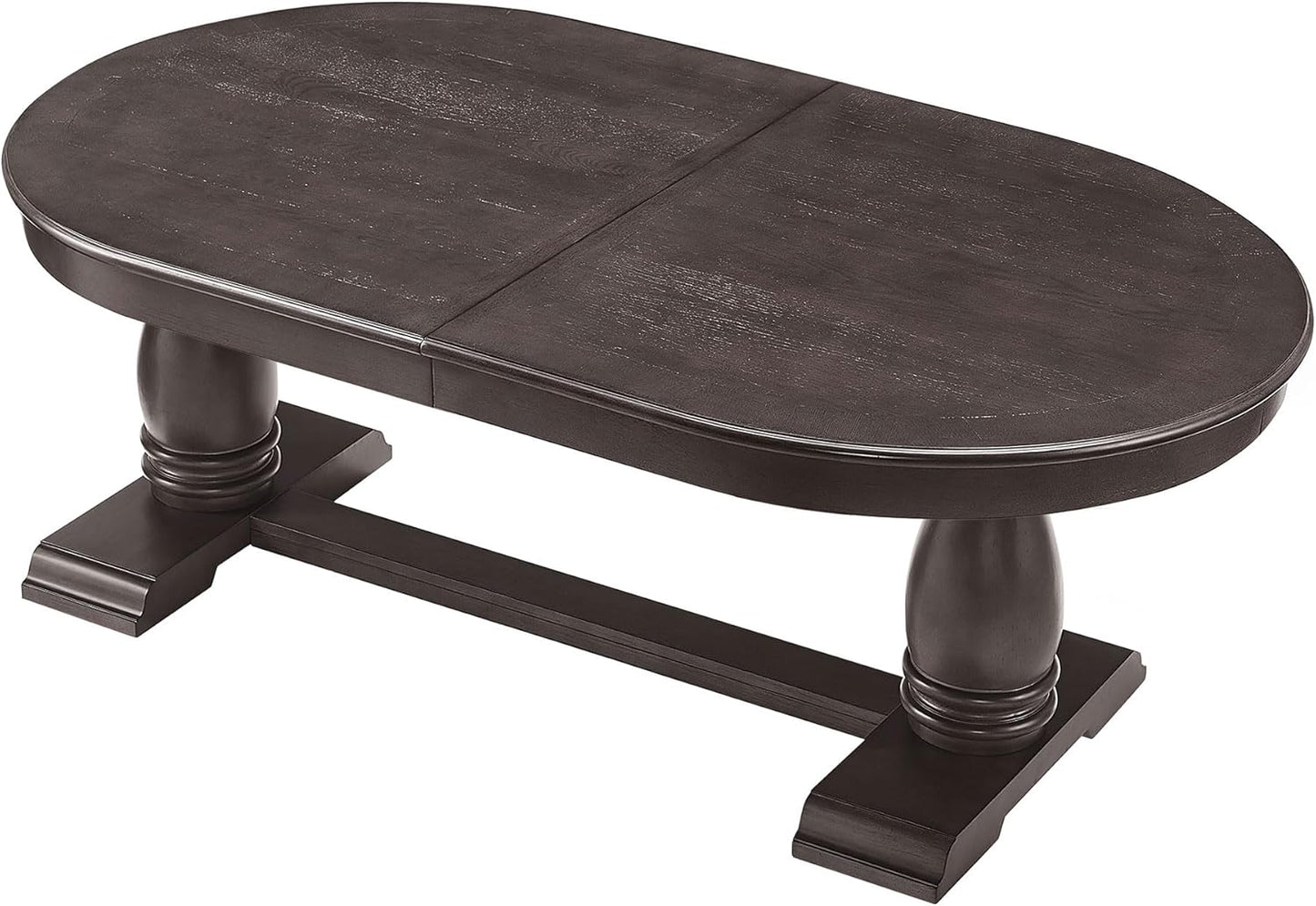 Ball & Cast Farmhouse Extendable Dining Table for 6-8, 76"-94" Long Extendable Kitchen-Table with Leaf, Mid Century Curved Wooden Expandable Table w/18 Leaves,Drop-Leaf Breakrest Table, Dark Brown