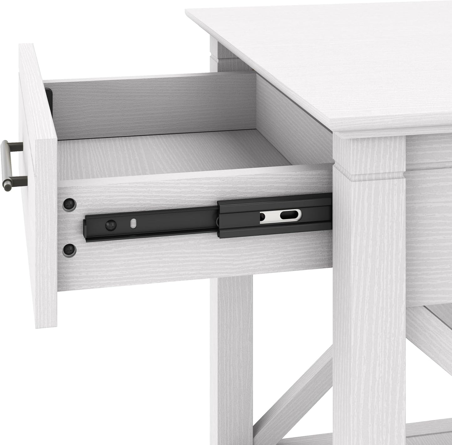 Bush Furniture Key West End Table with Storage in Pure White Oak