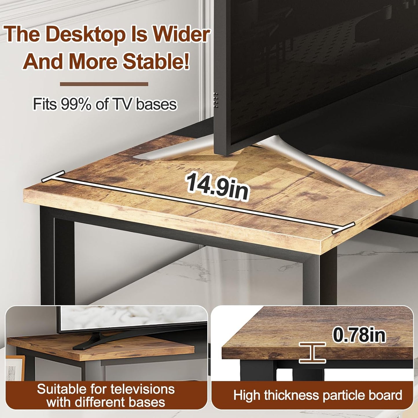 aboxoo 47" TV Riser for 32-60 inch TV, TV Riser Stand Shelf, Tabletop TV Stand Riser, Computer Monitor Table for Home Living Room, Study Office (Brown)