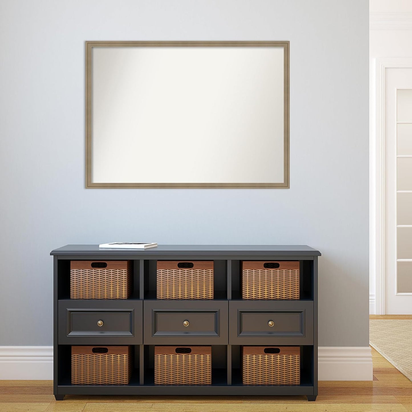 Amanti Art Grey Bathroom Mirror for Over Sink, 29x40 Florence Grey Rectangle Vanity Mirror, X-Large Casual Frame, Hangs Horizonally and Vertically, Bathroom Wall Decor, Non-Beveled Edge from WI, USA