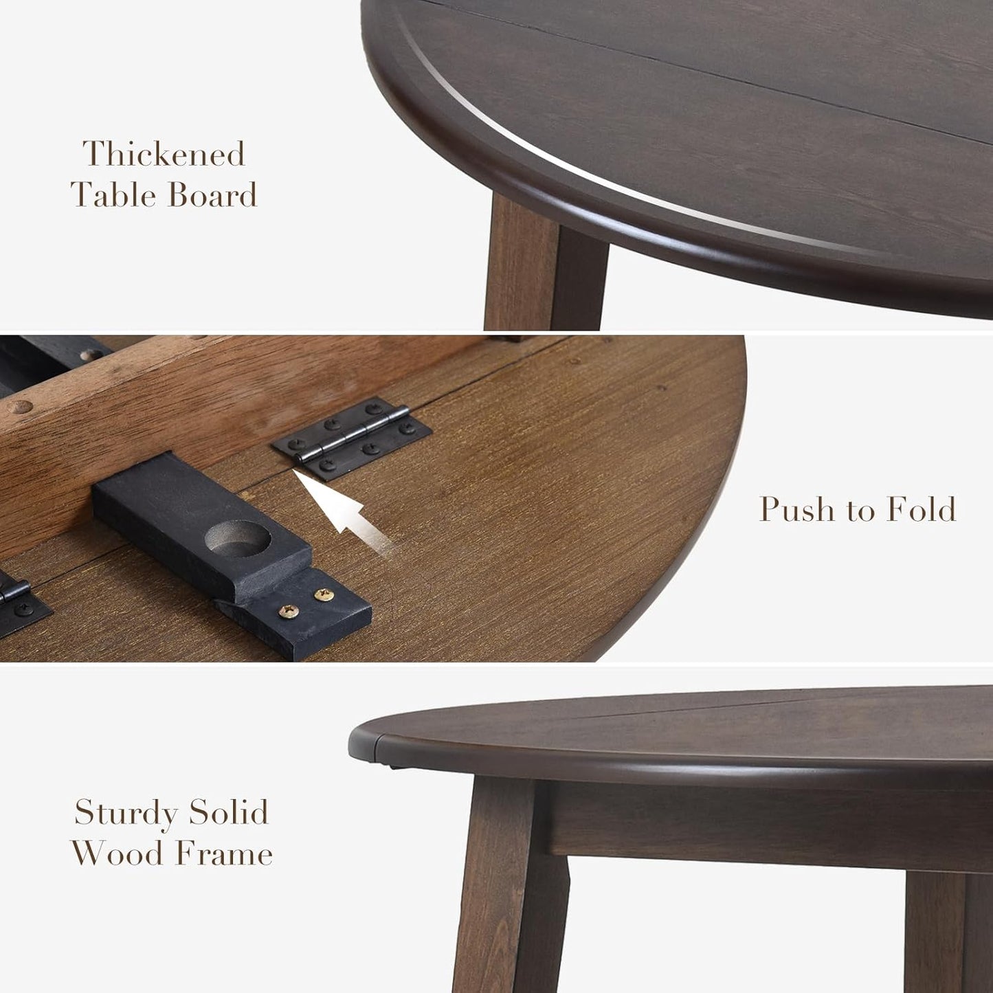 COLAMY 5-Piece Extendable Dining Table Set for 4, 36" Kitchen Round Wood Table with 4 Tufted Dining Room Chairs, Light Brown/Beige