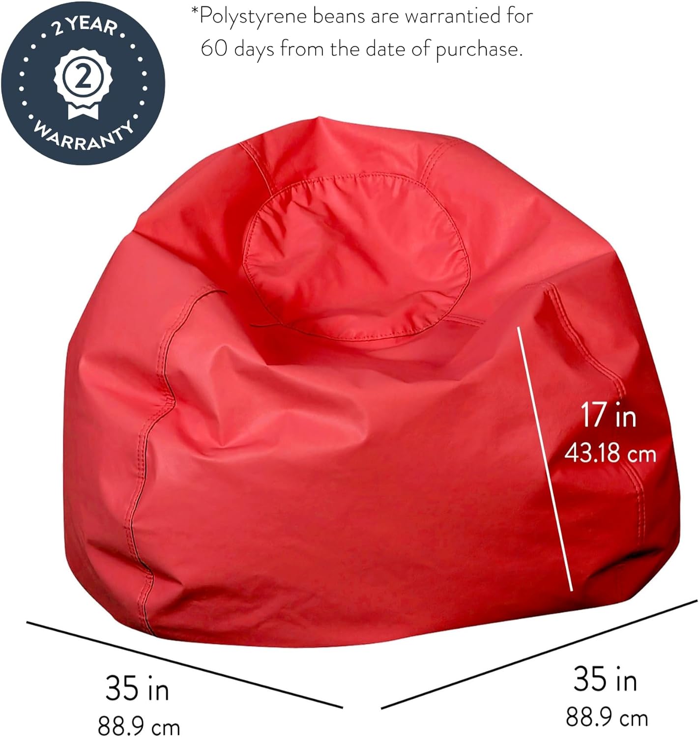 Children's Factory-CF610-007 35" Kids Bean Bag Chairs, Flexible Seating Classroom Furniture, Beanbag Ideal for Boy/Girl Toddler Daycare or Playroom, Red