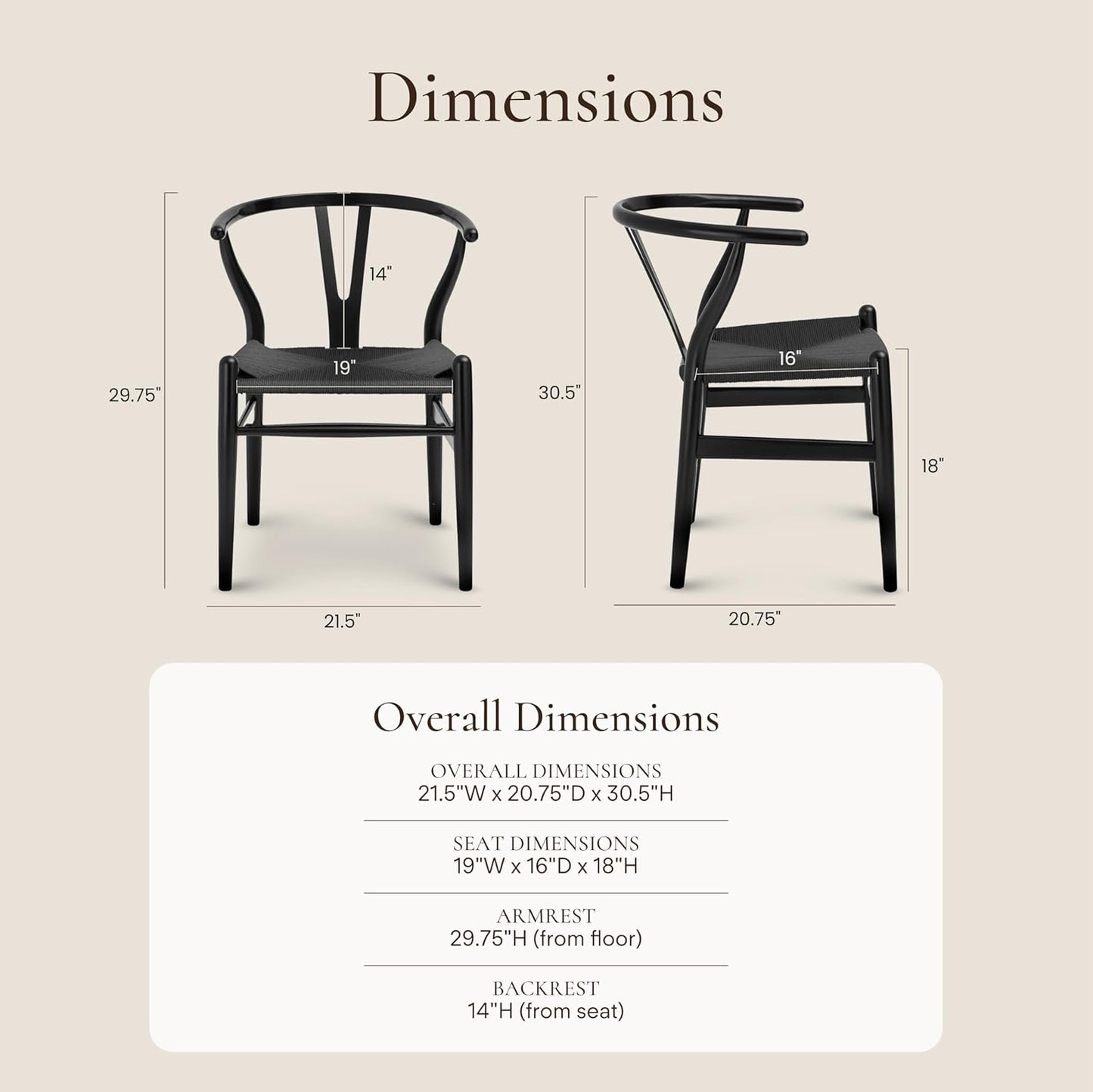 POLY & BARK Weave Chair Set of 2 in Pitch Black