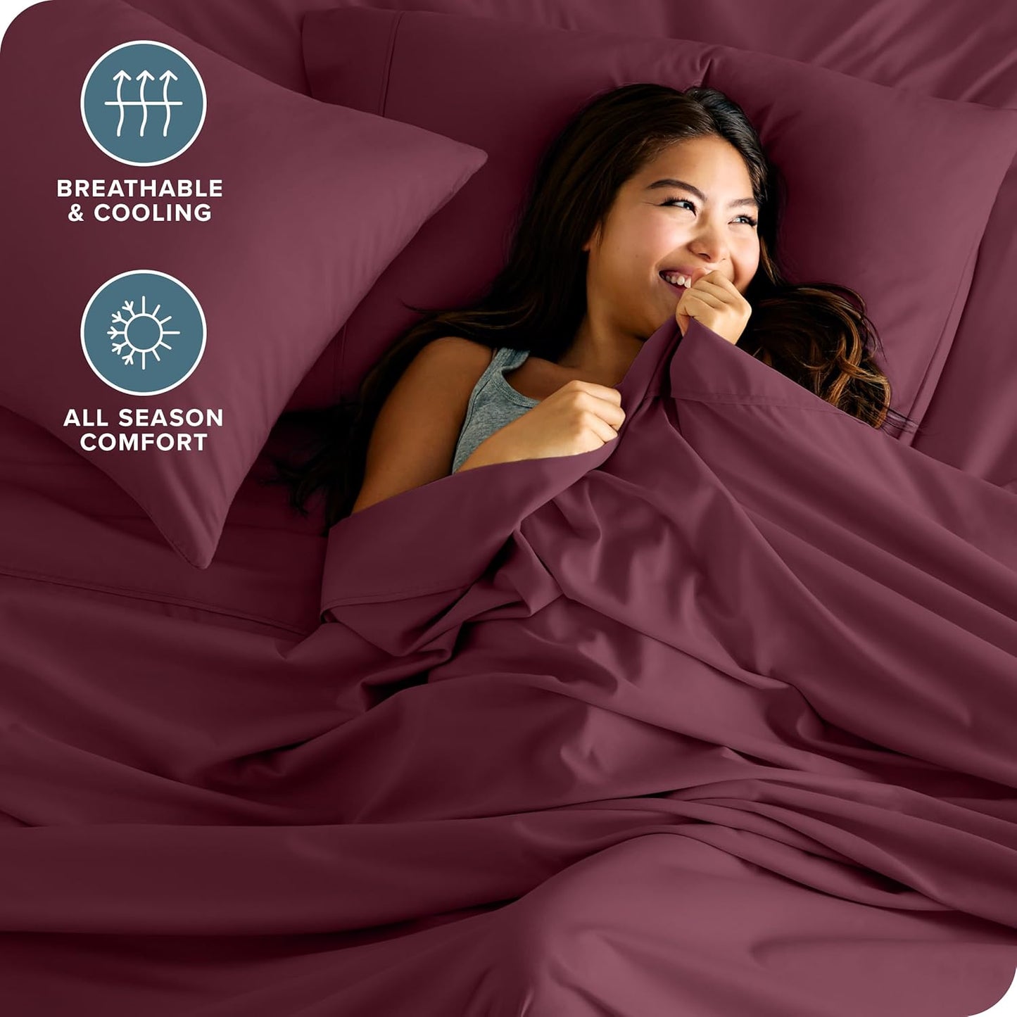 Bare Home King Sheet Set - Luxury 1800 Ultra-Soft Microfiber King Bed Sheets - Double Brushed - Deep Pockets - Easy Fit - 4 Piece Set - Bedding Sheets & Pillowcases (King, Burgundy)