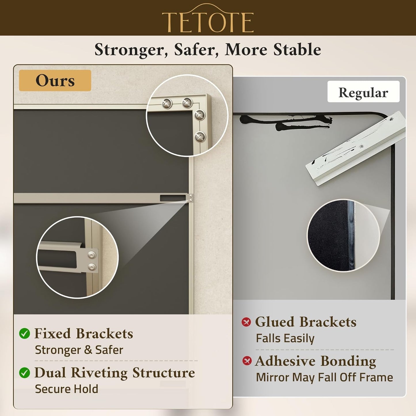 TETOTE Brushed Nickel Mirror for Bathroom Sink 24" x 32" Beveled Frame Brushed Nickel Vanity Rectangle Mirror for Bathroom Wall, Modern Farmhouse, Tempered Glass, Shatterproof, Stronger Frame