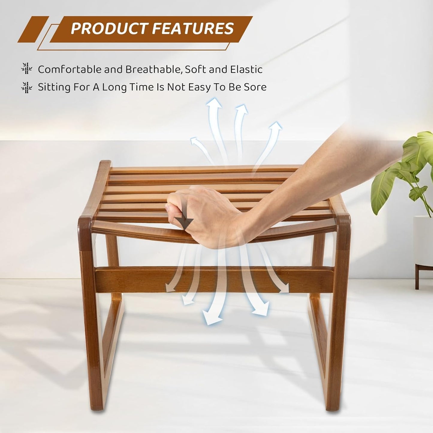 Bamboo Step Stool for Kids - Foot Rest Shoe Changing Stool for Living Room, Bedroom, Garden Leisure, Outdoor (Brown)