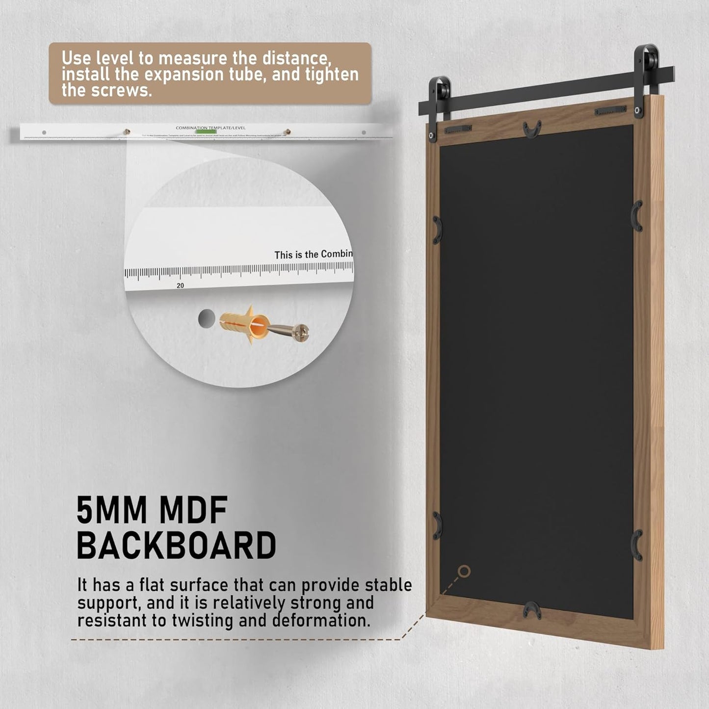 Farmhouse Bathroom Mirror, Brown Rustic Vanity Mirror Wood Framed Decrative Mirrors, Barn Door Style Decor Entryway Bedroom 22x30INCH Horizontal