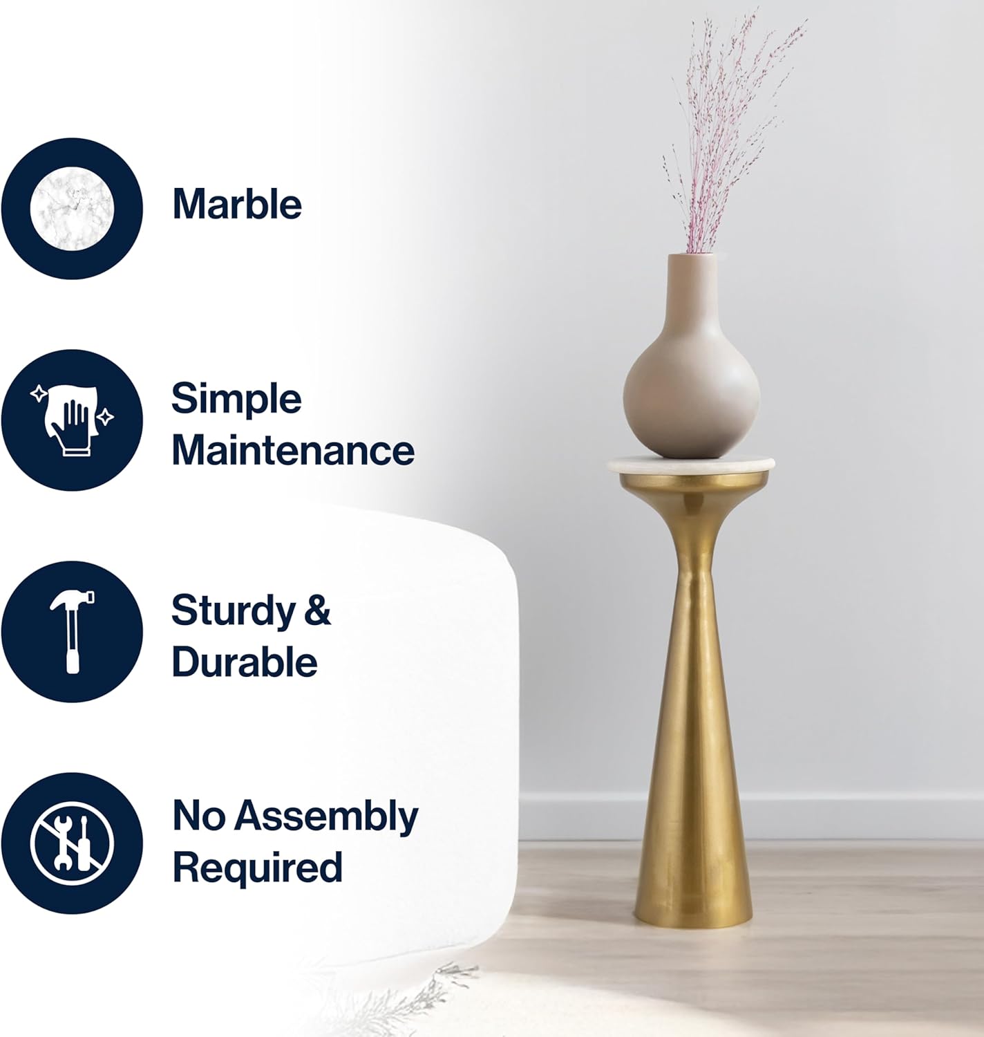 JONATHAN Y END1009A Oliver 22.25" Mid-Century Glam Retro Metal Drink Table with Marble Top, Gold/White for Living Room, Bedroom, Office, Bathroom