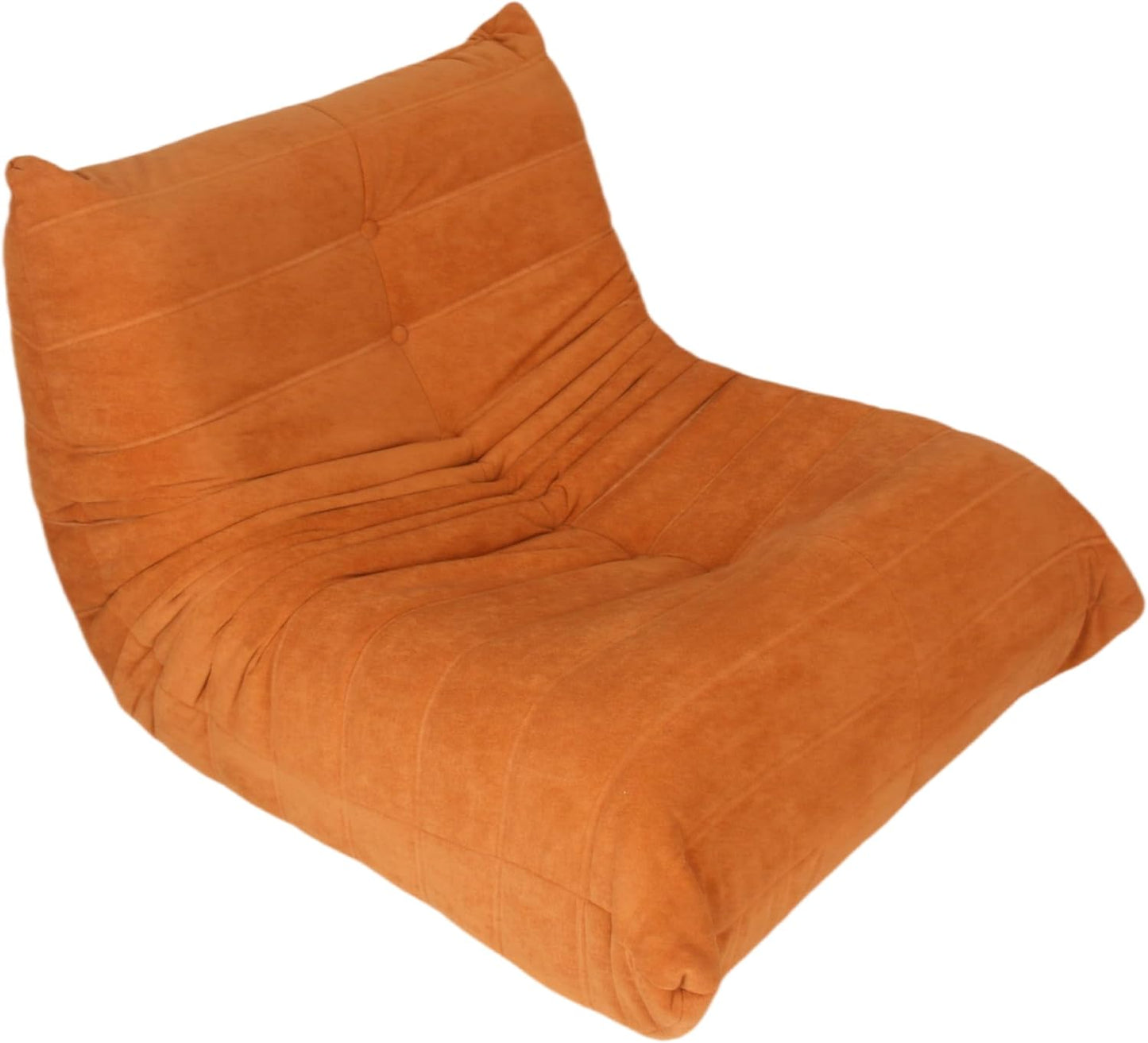 Bean Bag Chair - Memory Foam Bean Bag Chair for Adults, Comfy High-Resilience Single Sofa, Small Space Floor Chair, Chaise Lounge for Living Room, Bedroom (Orange, Wrinkles)
