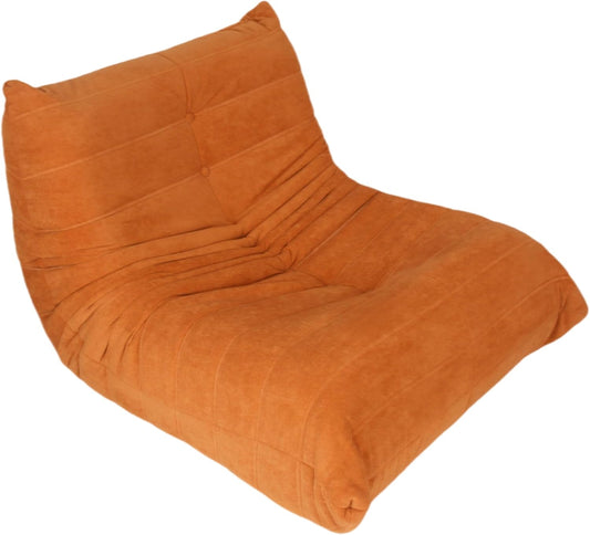 Bean Bag Chair - Memory Foam Bean Bag Chair for Adults, Comfy High-Resilience Single Sofa, Small Space Floor Chair, Chaise Lounge for Living Room, Bedroom (Orange, Wrinkles)