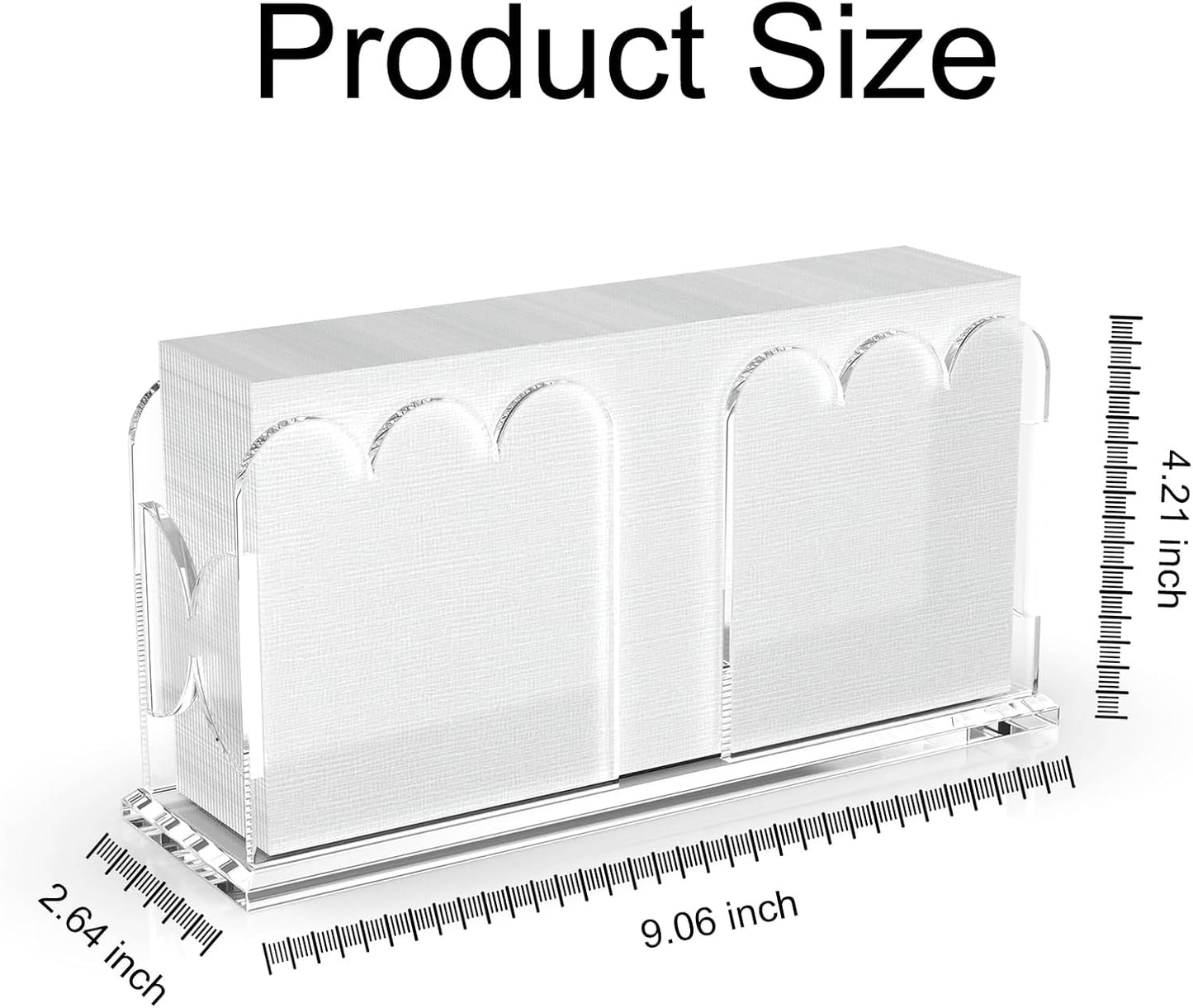 LUGUNU Acrylic Napkin Holder-Clear Scalloped Napkin Dispenser for Bathroom, Kitchen, Dining Room–Stylish Guest Hand Towel & Disposable Paper Holder for Weddings, Hotels, and Home Decor