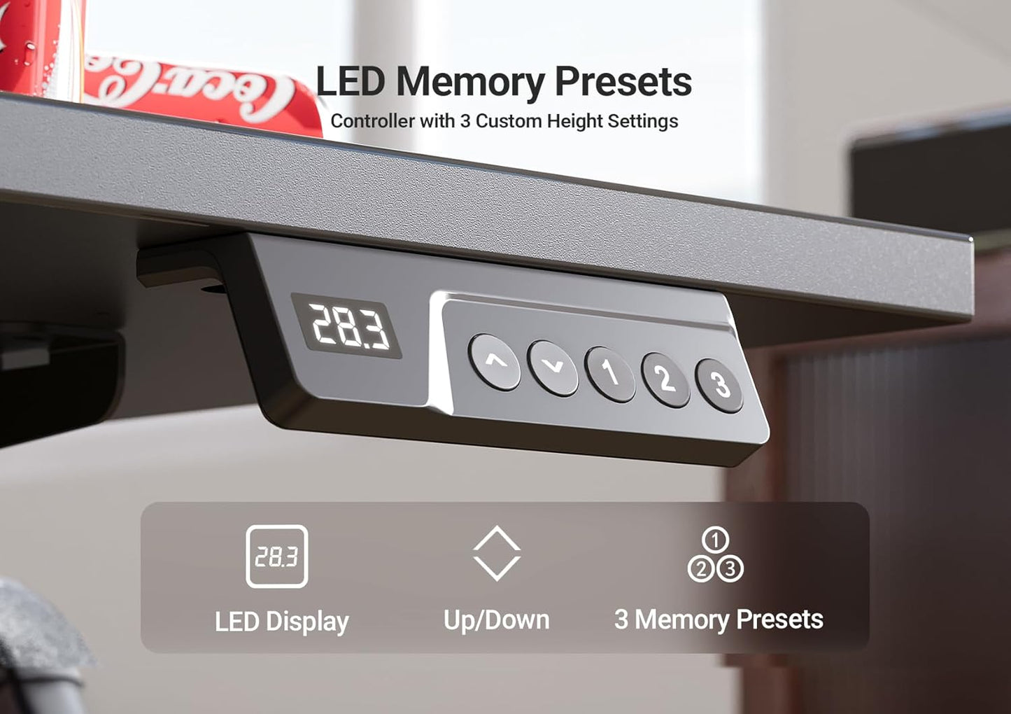 Seang Electric Standing Desk Adjustable Height, 40 x 24 Inch Stand up Desks, 3 Memory Presets & Cable Management Sit Stand Desk for Home Office Computer Workstation, Black Frame/Black Top