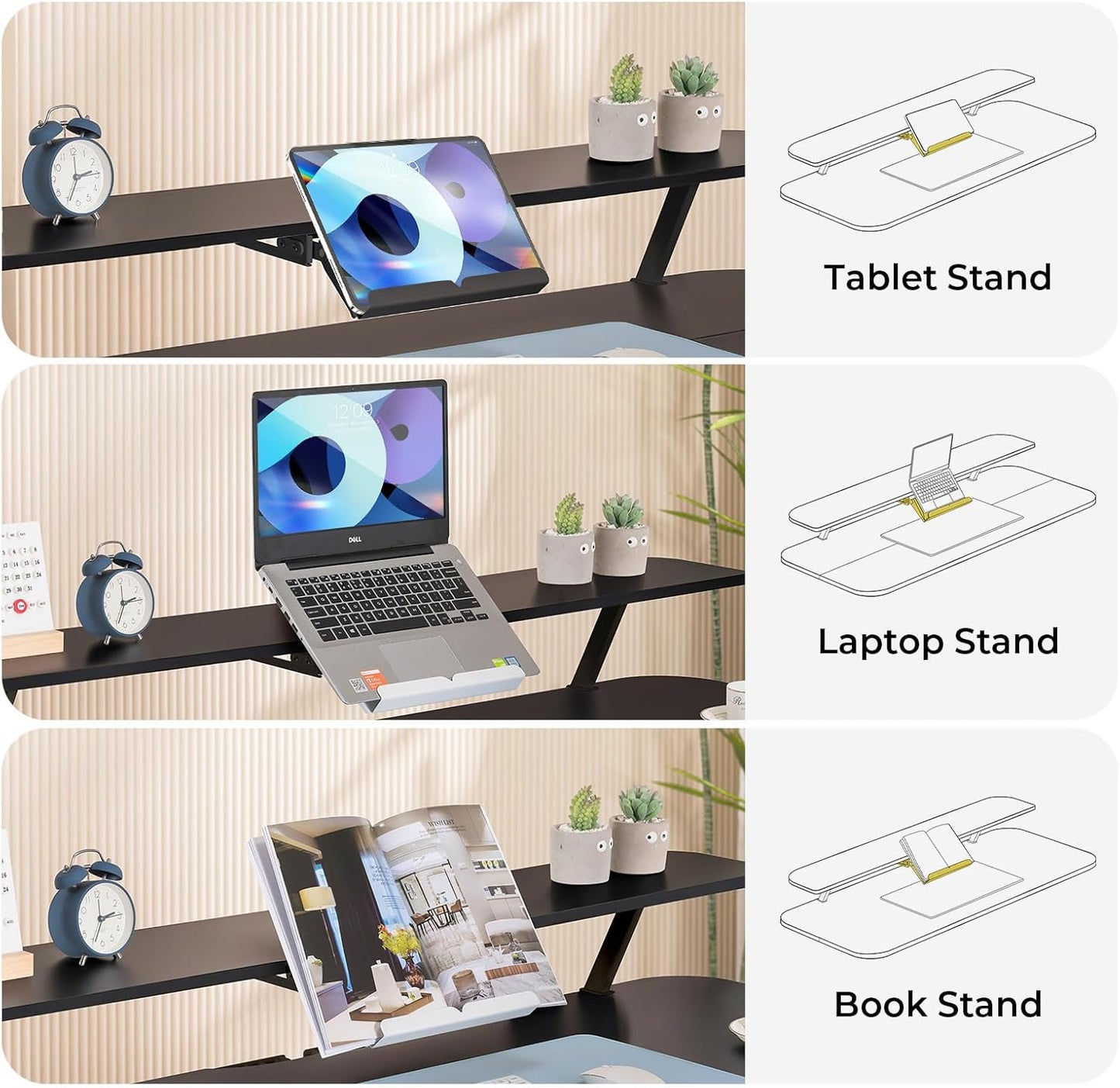 COMHOMA Electric Standing Desk with Drawers, 48 x 24'' Sit Stand up Desk with Monitor Stand, Laptop Stand, Height Adjustable Ergonomic Home Office Computer Desk with Memory Preset Controller (Black)