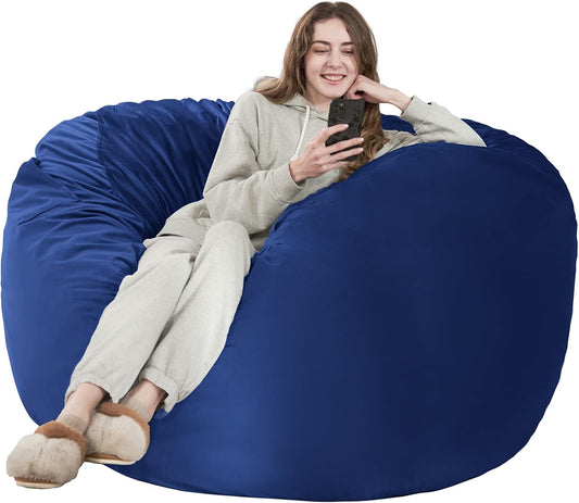 HABUTWAY Bean Bag Chair: Giant 4' Memory Foam Furniture Bean Bag Chairs for Adults with Microfiber Cover 4Ft (Blue)