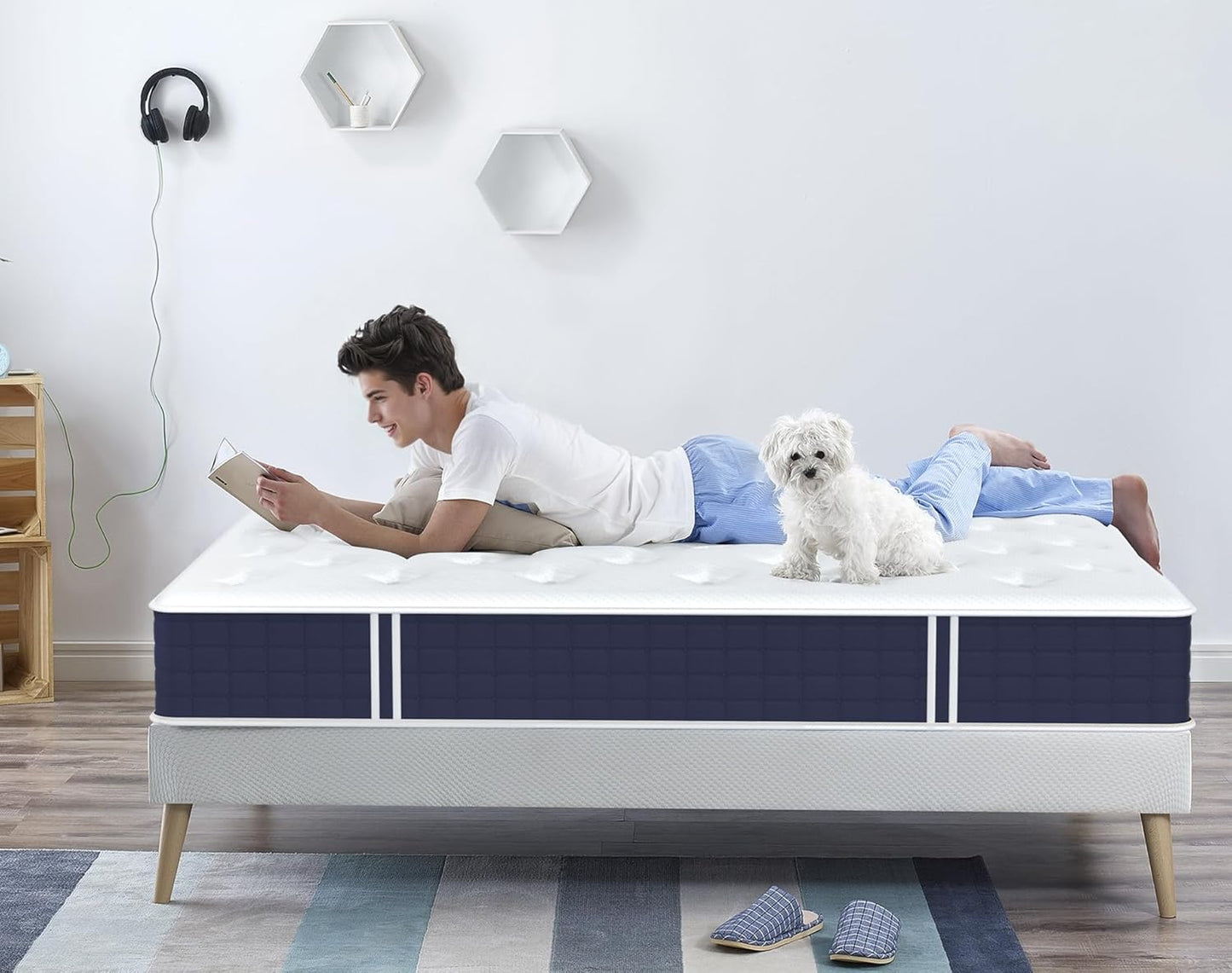 Coolvie Queen Mattress, 10 Inch Hybrid Mattress Queen Size, Individual Pocket Springs with Memory Foam, Bed in a Box, Cooler Sleep with Pressure Relief and Support