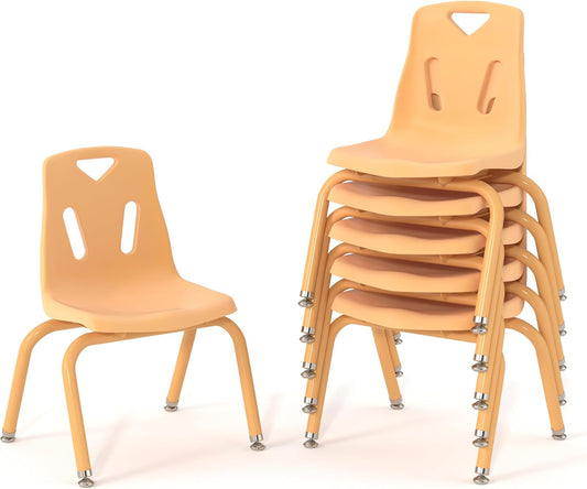 Berries Jonti-Craft 8124JC6251 Stacking Chairs with Powder-Coated Legs, 14" Height, Camel, Pack of 6