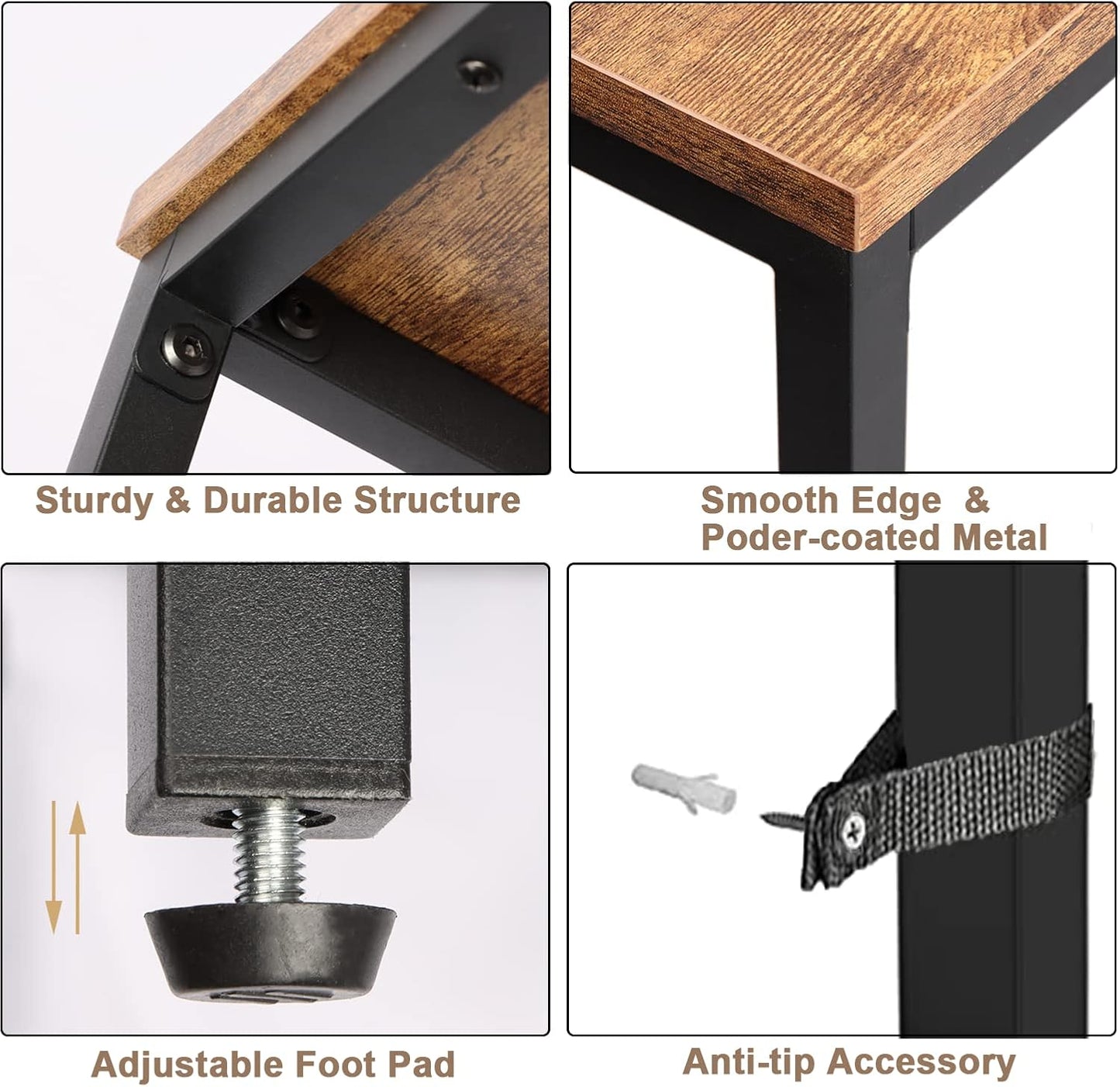 Narrow Console Table, 47 Inch Sofa Table with Adjustable Shelf, 2-Tier Long Skinny Table for Hallway, Entryway, Living Room, Foyer, Rustic Brown