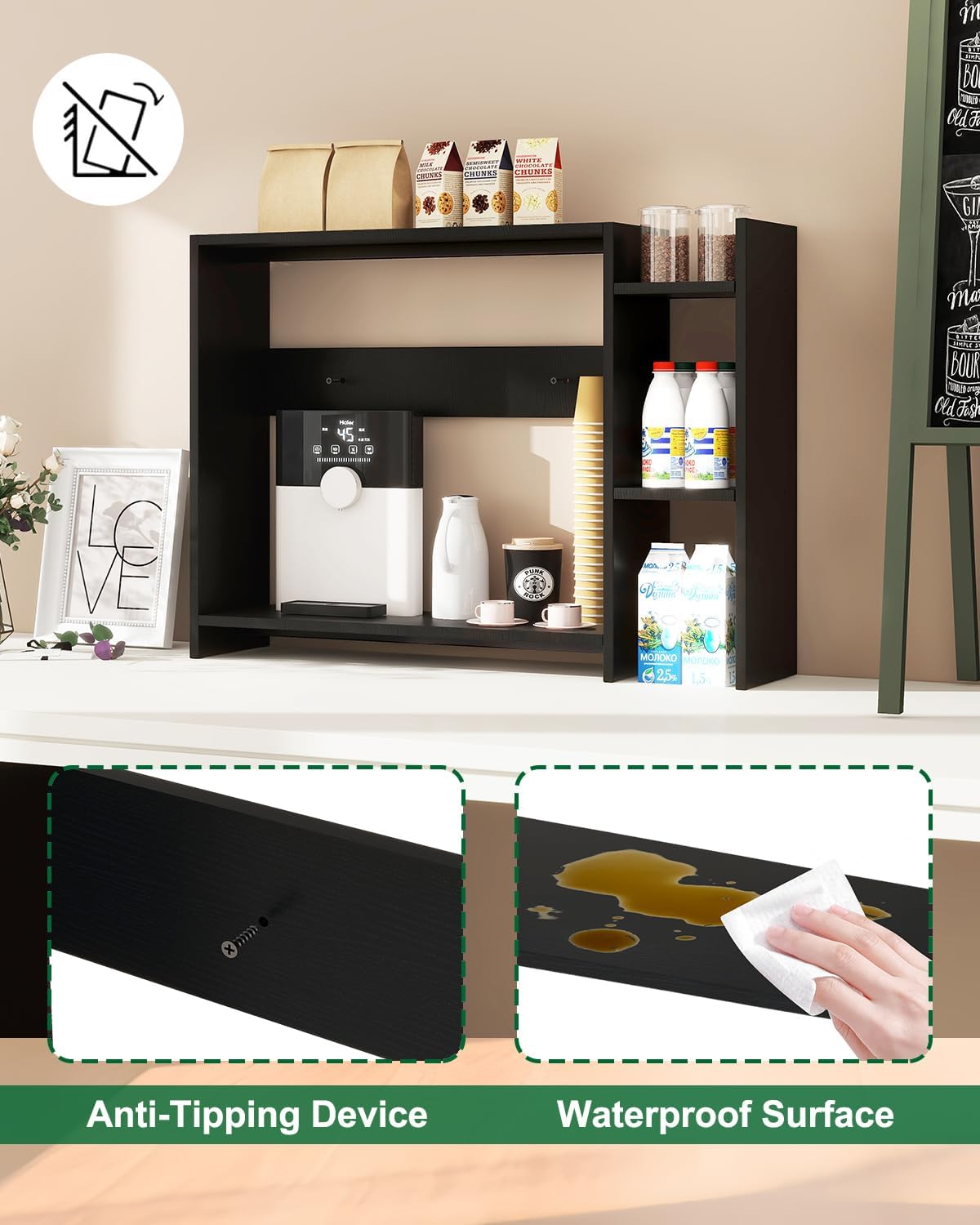 IBUYKE Desktop Bookshelf,36.8" Desktop Organizer Shelf,Wood Desk Hutch for Computer Monitor,Display Shelf for Office Home Dormitory,Black TMZ008B