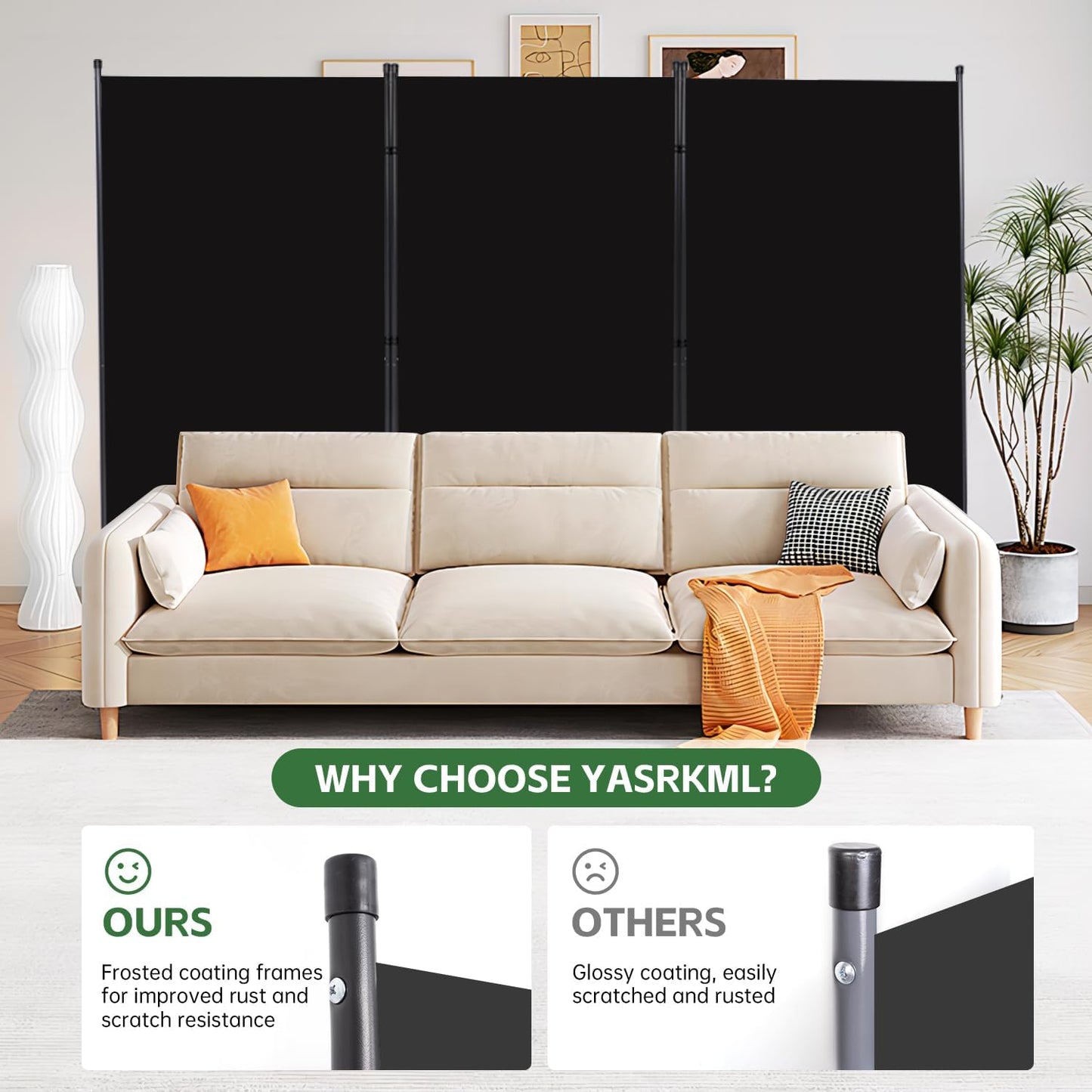 Room Divider Folding Privacy Screens, Portable Room Divider Panel 3 Panel Partition Room Dividers Screen Freestanding Room Partitions and Dividers Fabric Dividers for Room Separation