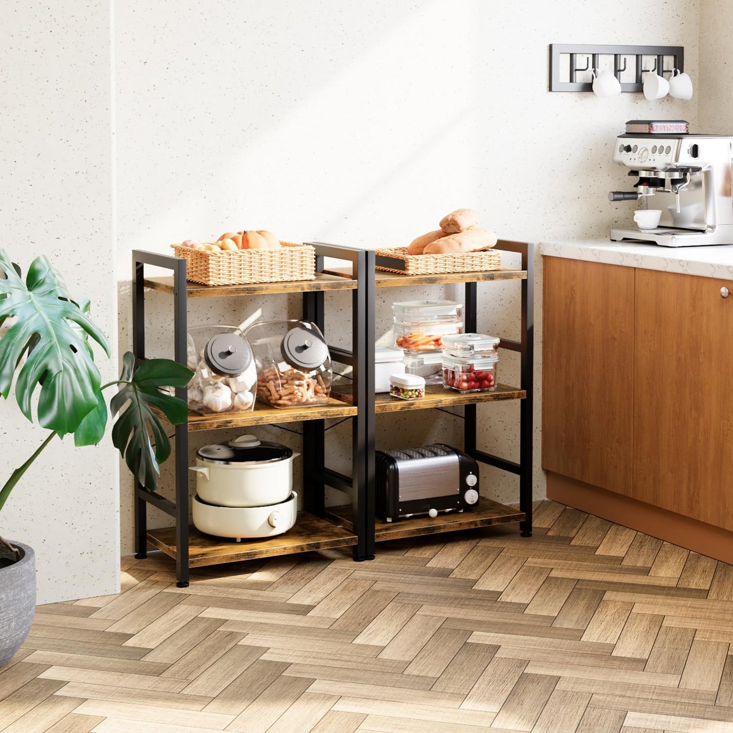 NUMENN 3 Tier Slim Bookshelf, Bookcase Shelf Storage Organizer, Modern Book Shelf for Bedroom, Living Room and Home Office, Vintage