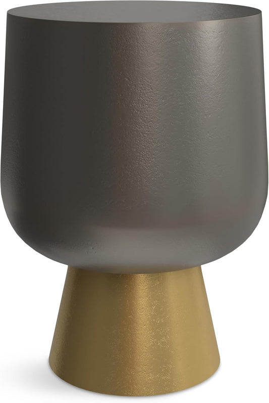 SIMPLIHOME Anthony Cast Aluminum Side Table in Antique Bronze/Brass, 13.75-inch Round, 20-inch Tall, Industrial Vintage Design for Living Room