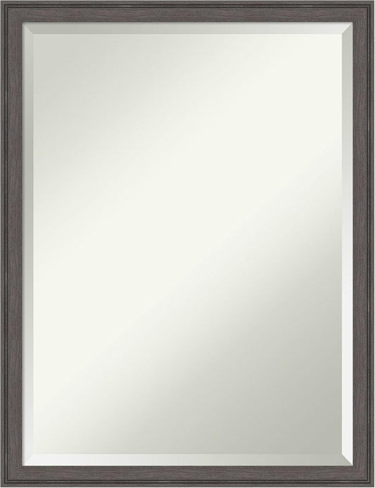 Amanti Art Silver Bathroom Mirror for Over Sink, 26x20 Florence Pewter Rectangle Vanity Mirror, Medium Casual Frame, Hangs Horizonally and Vertically, Bathroom Wall Decor, Beveled Edge from WI, USA