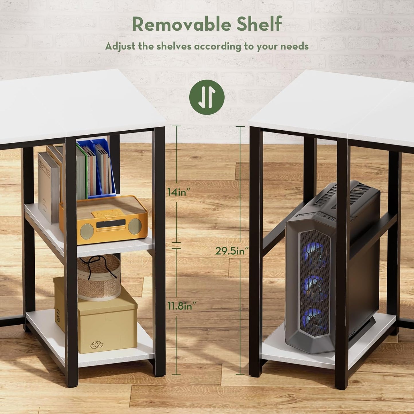 SINPAID 40IN Computer Desk with Shelves, Cream White Sturdy Small Desk for Bedroom, Modern Gaming Table, Office Furniture