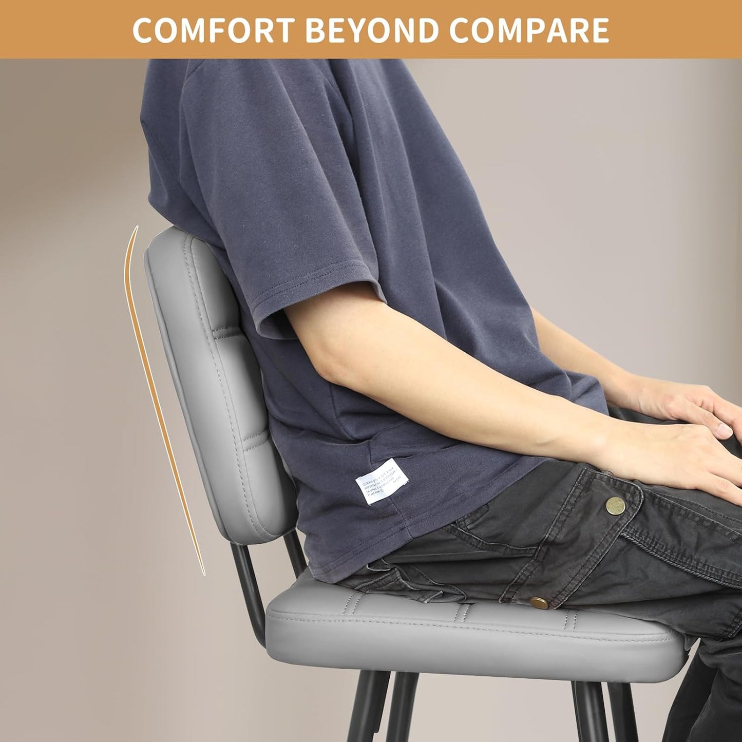 Bar Stools Set of 2, 24 Inch Upholstered Metal Barstool with Back and Footrest, Bar Chair with Metal Base for Dining Room Counter Island, Light Grey