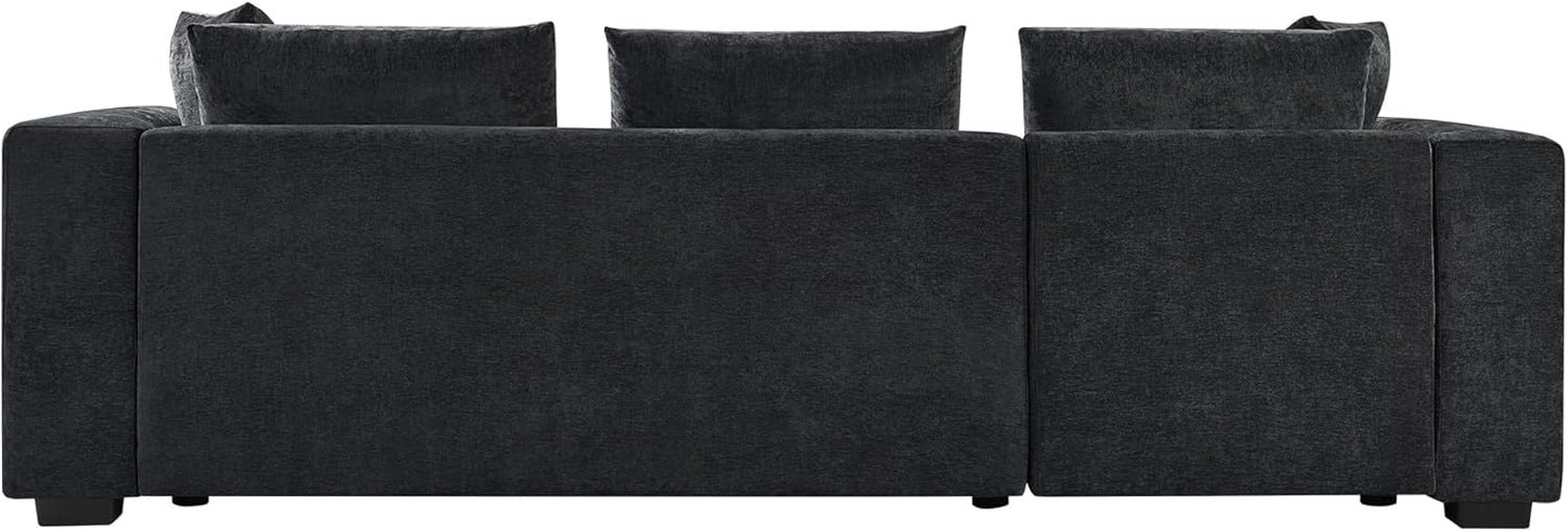 Ball & Cast Modular L-Shaped Sectional Sofa with Storage - 93.8" Chenille Fabric Couch, Deep Seating & Matching Pillows, Modern Living Room Furniture,Blue