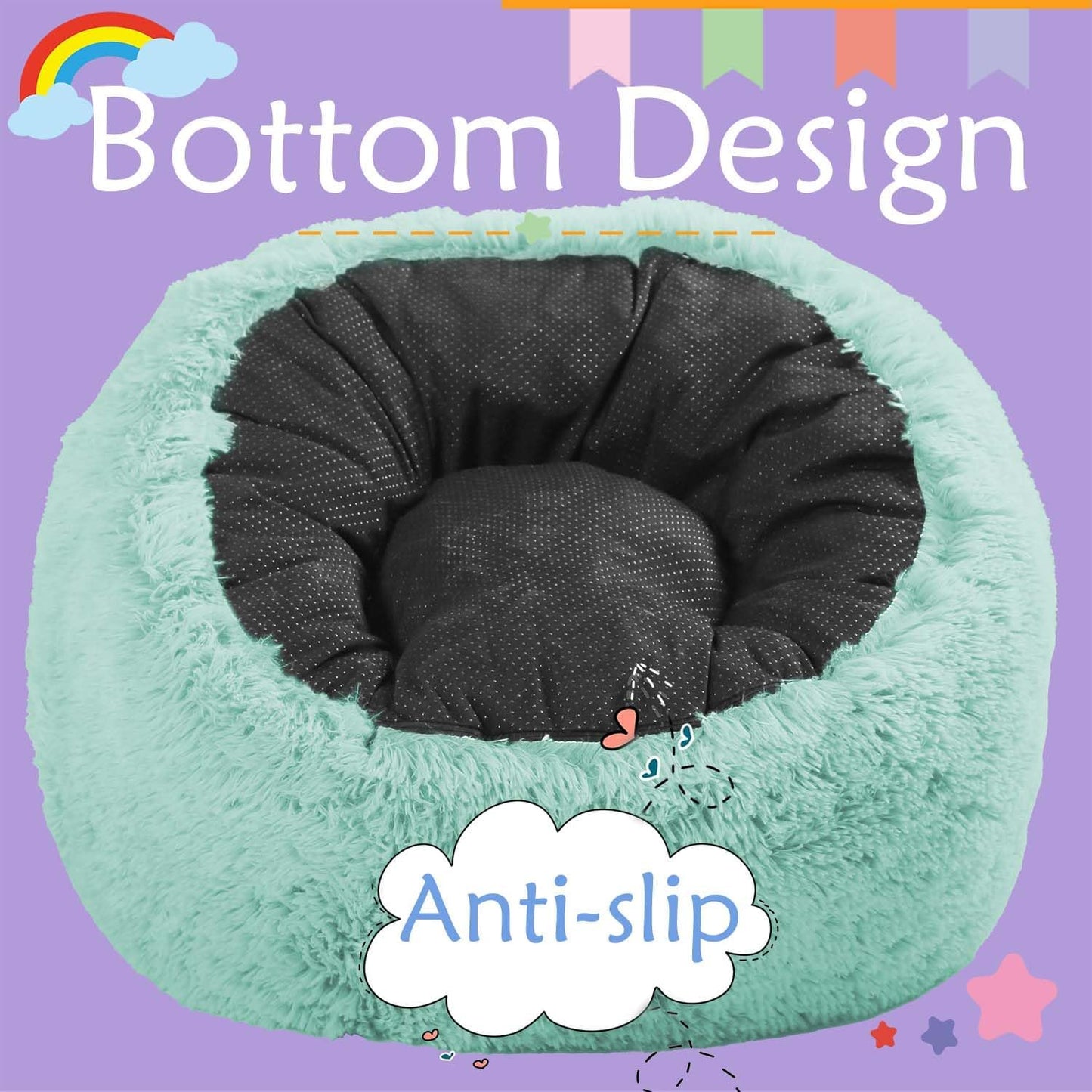 Bean Bag Chair for Kids with Plush Faux Fur Cover, 2.5FT Memory Foam Filled Bean Bag for Teens & Kids, Lazy Sofa for Living Room/Bedroom/Dorm, Rabbit-Ears Design