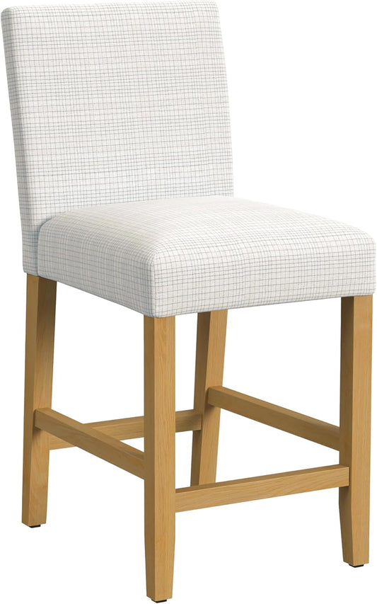 HomePop Home Decor | Classic Counter Height Bar Stools | 24 Inch Bar Stools | Decorative Home Furniture, Cream Grid Pattern
