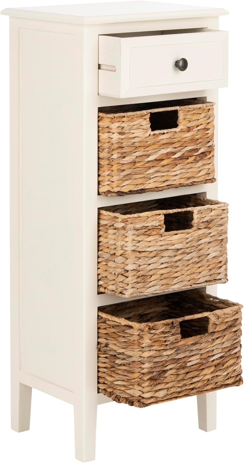 Safavieh American Homes Collection Michaela Side Table, 15" x 11.8" x 35.8", Distressed White