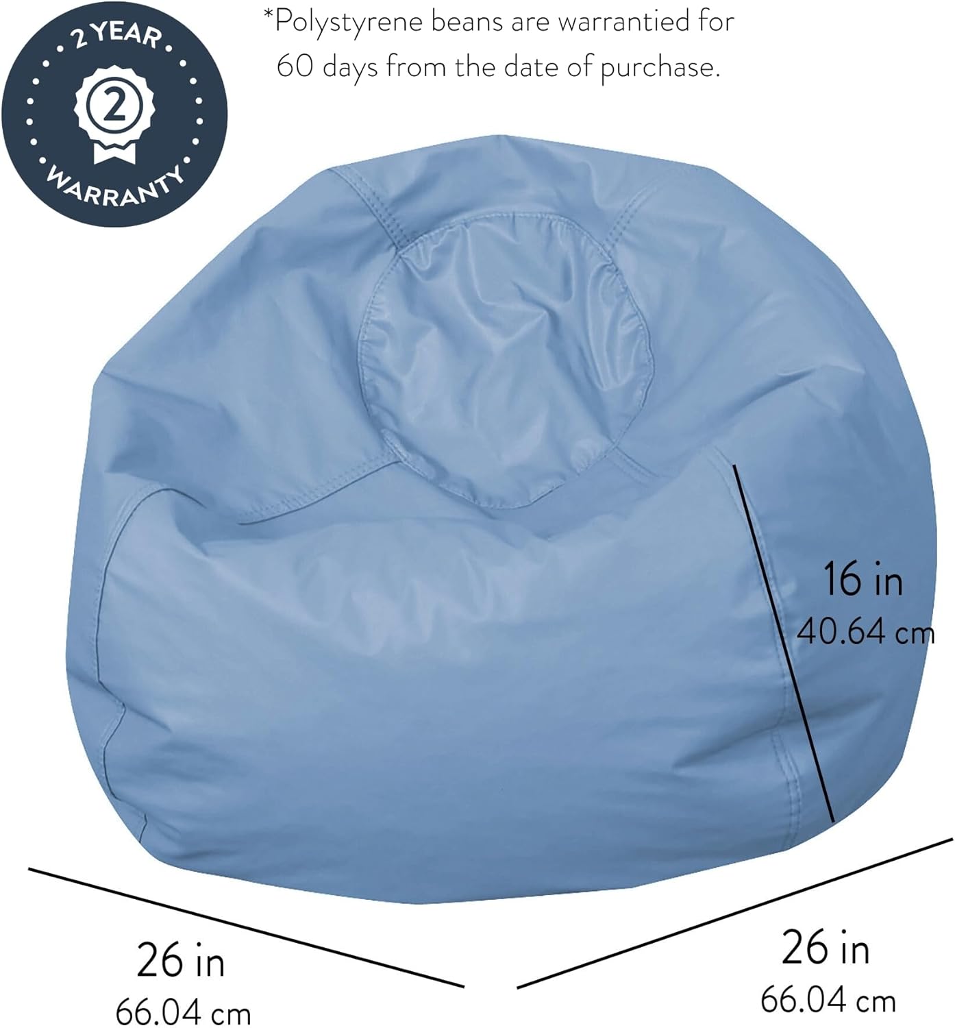 Children's Factory, CF610-076, 26" Go2 Bean Bag, Sky, Kids Flexible Seating for Reading Nook, Daycare, Playroom, Classroom, and Homeschool Furniture