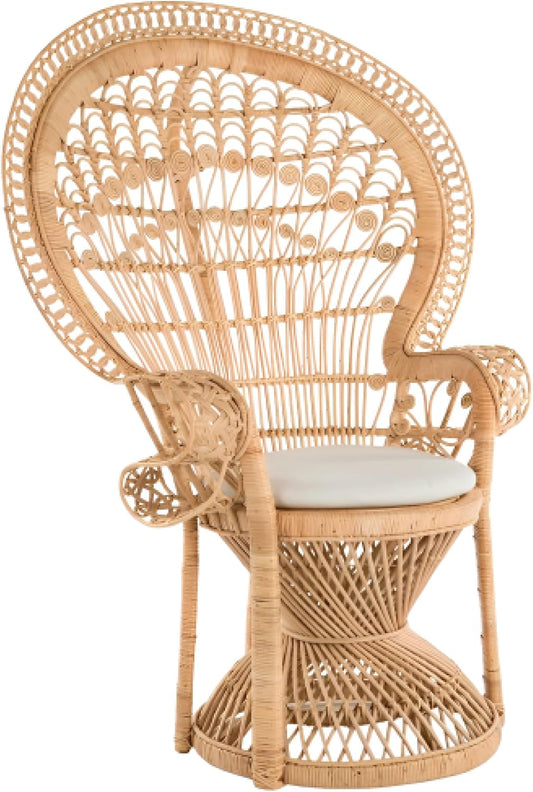 KOUBOO Peacock Grand Peacock Chair, Rattan Chair, Handmade, Accent Chair, Vintage, Retro, Boho, Furniture, Sunroom, Natural