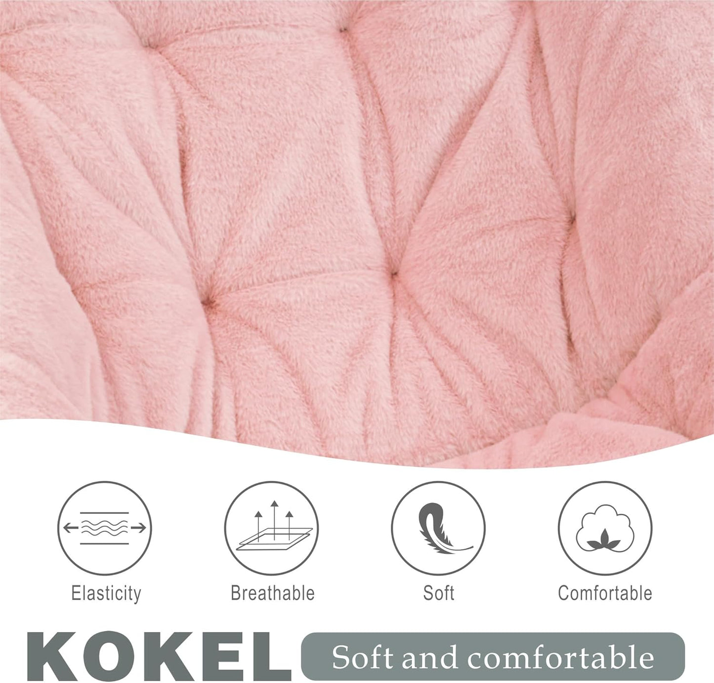 Kokel Plush Folding Chair and Ottoman Padded Metal Frame Living Room Chair (Pink-TM8)