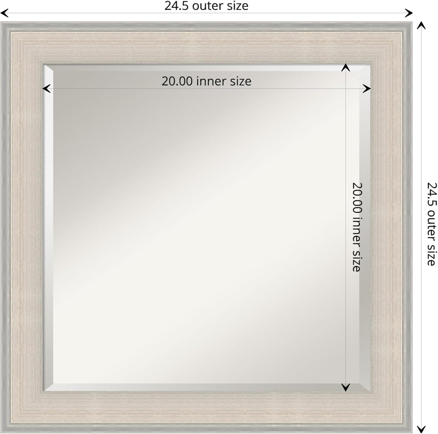 Amanti Art White Bathroom Mirror for Over Sink, 25x25 Cottage White Silver Square Vanity Mirror, Medium Coastal Wood Frame, Hangs Horizonally and Vertically, Bathroom Wall Decor, Beveled Edge from WI