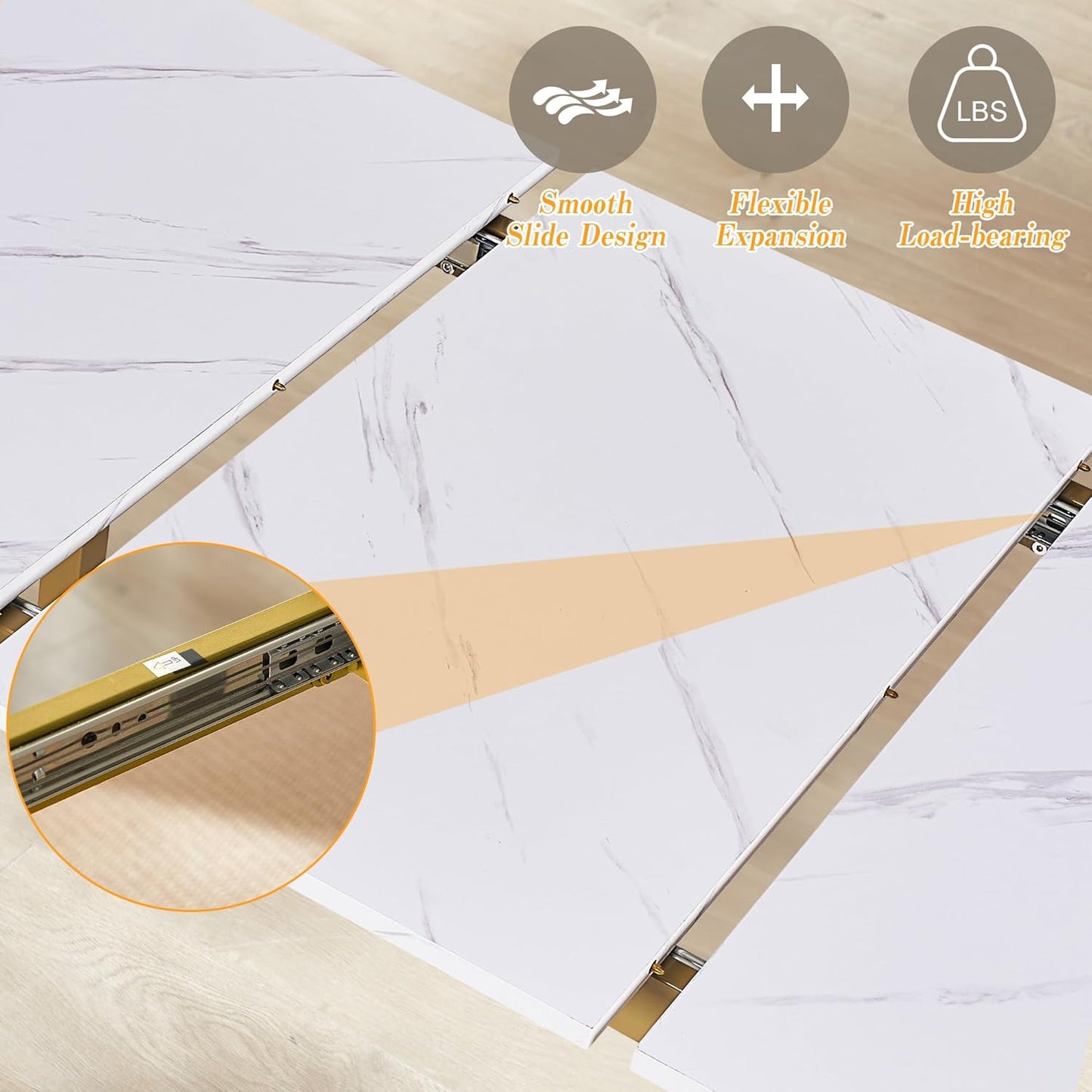 VECELO 3-Piece 63" Extendable Kitchen Table with Benches/Chairs, Modern Breakfast Dinette/Dining Room Set for 4/6/2, Small Space Saving Design, Easy Assembly