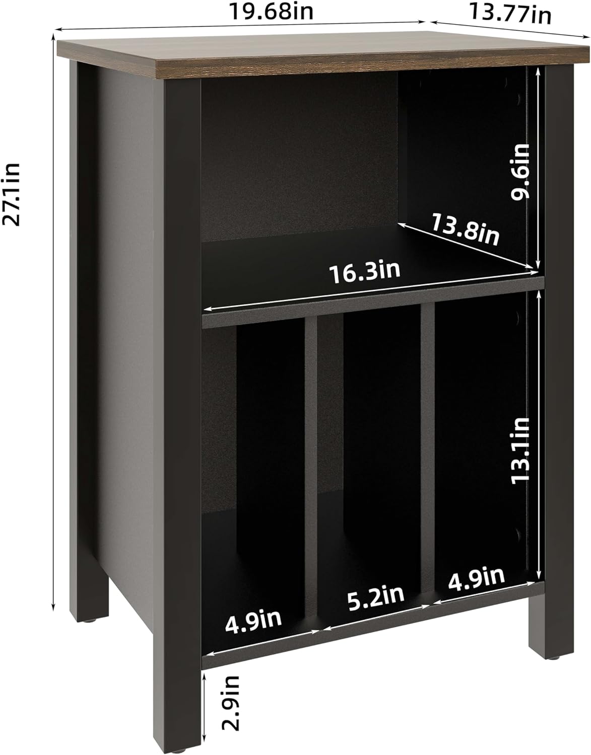 LIDYUK Record Player Stand, Vinyl Record Storage Table End Table with Display Shelf Holds up to 130 Albums, Large Nightstand Wood Turntable Stand Cabinet Side Table for Living Room, Bedroom, Black