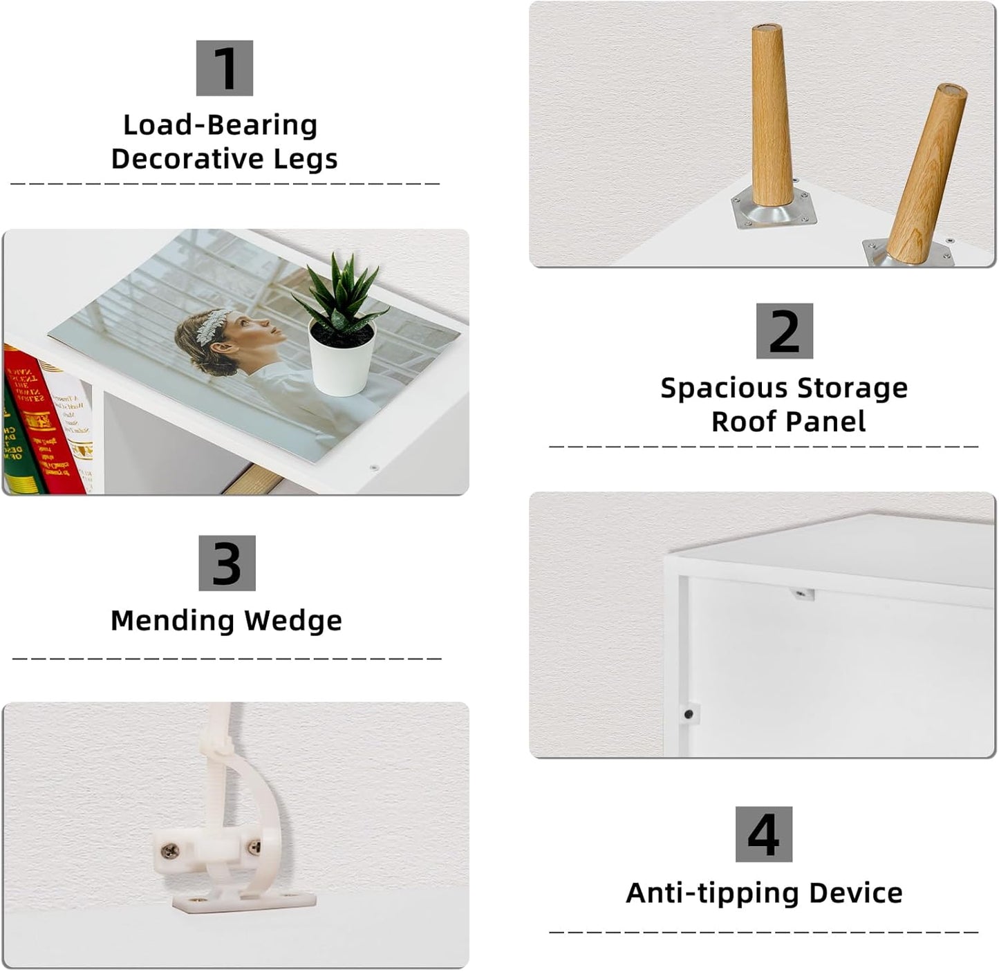 YAHARBO Small White Bookshelf,3 Tier Modern Kids Bookcase with Legs,5 Cube Wooden Bookshelves Storage Shelf,Book Shelves Organizer,Display Bookcases Cabinet for Room Nursery Study