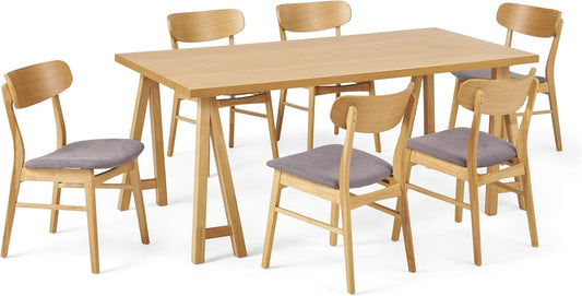 Christopher Knight Home Anthony Mid-Century Modern 7 Piece Dining Set, Dark Gray and Natural Oak