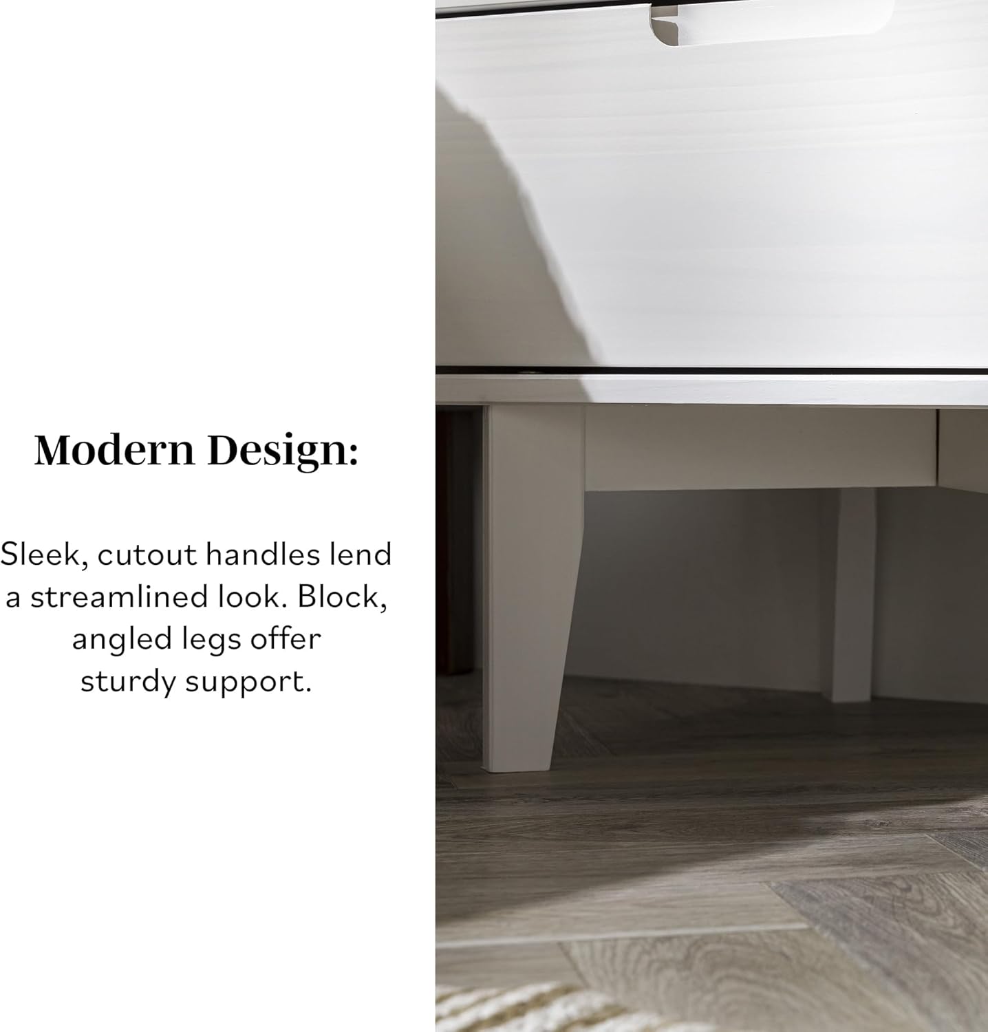 Walker Edison Furniture AZR2DSLNSWH Solid Wood 2-Drawer Groove Handle End Side Table Nightstand with Storage, 24" H, White