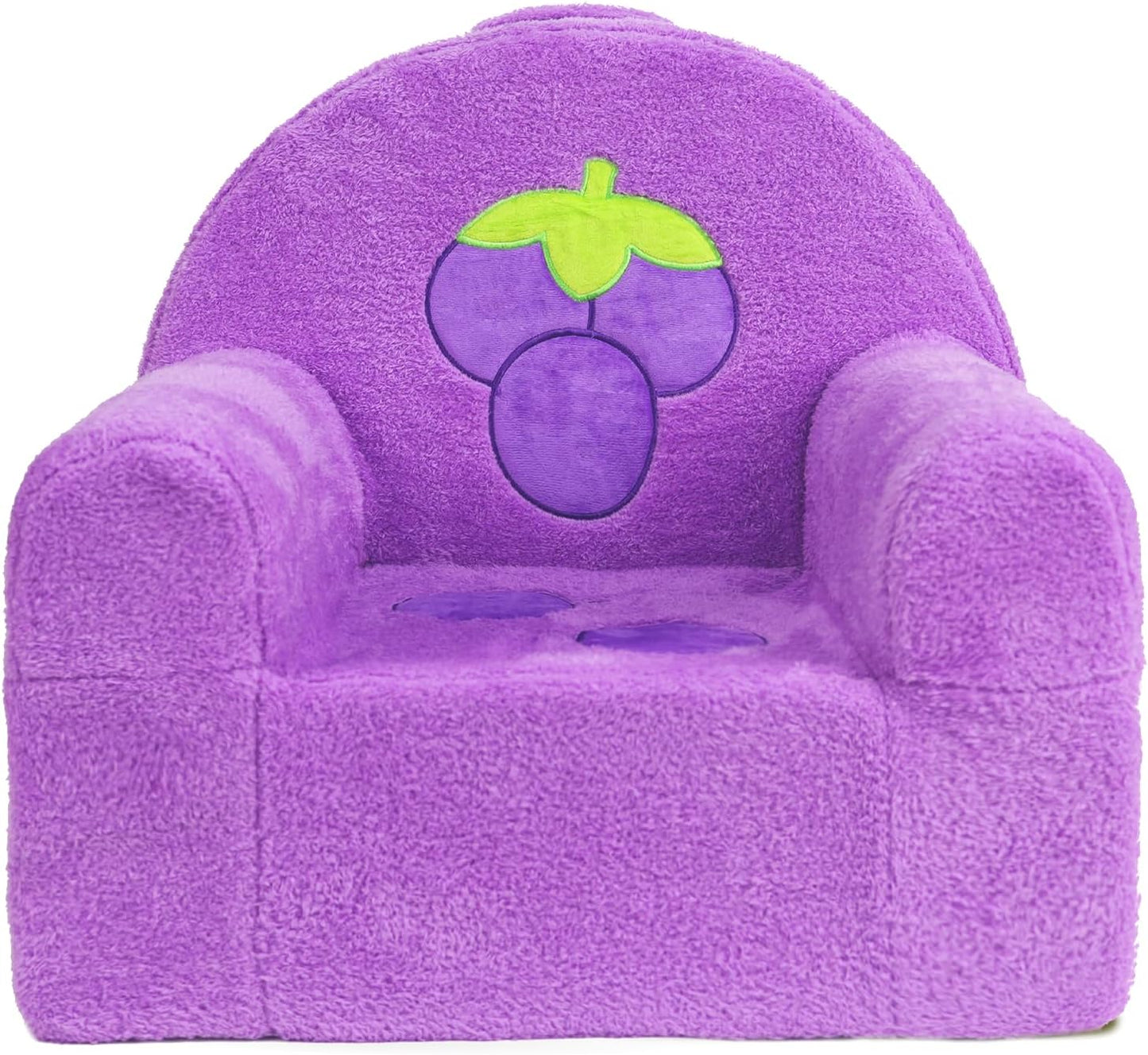 Toddler Chair, Comfy Foam Kids Couch with Soft Velvet Cover, Toddler Couch with Cute Grape Design for Gaming and Studying, Kids Sofa for Boys and Girls