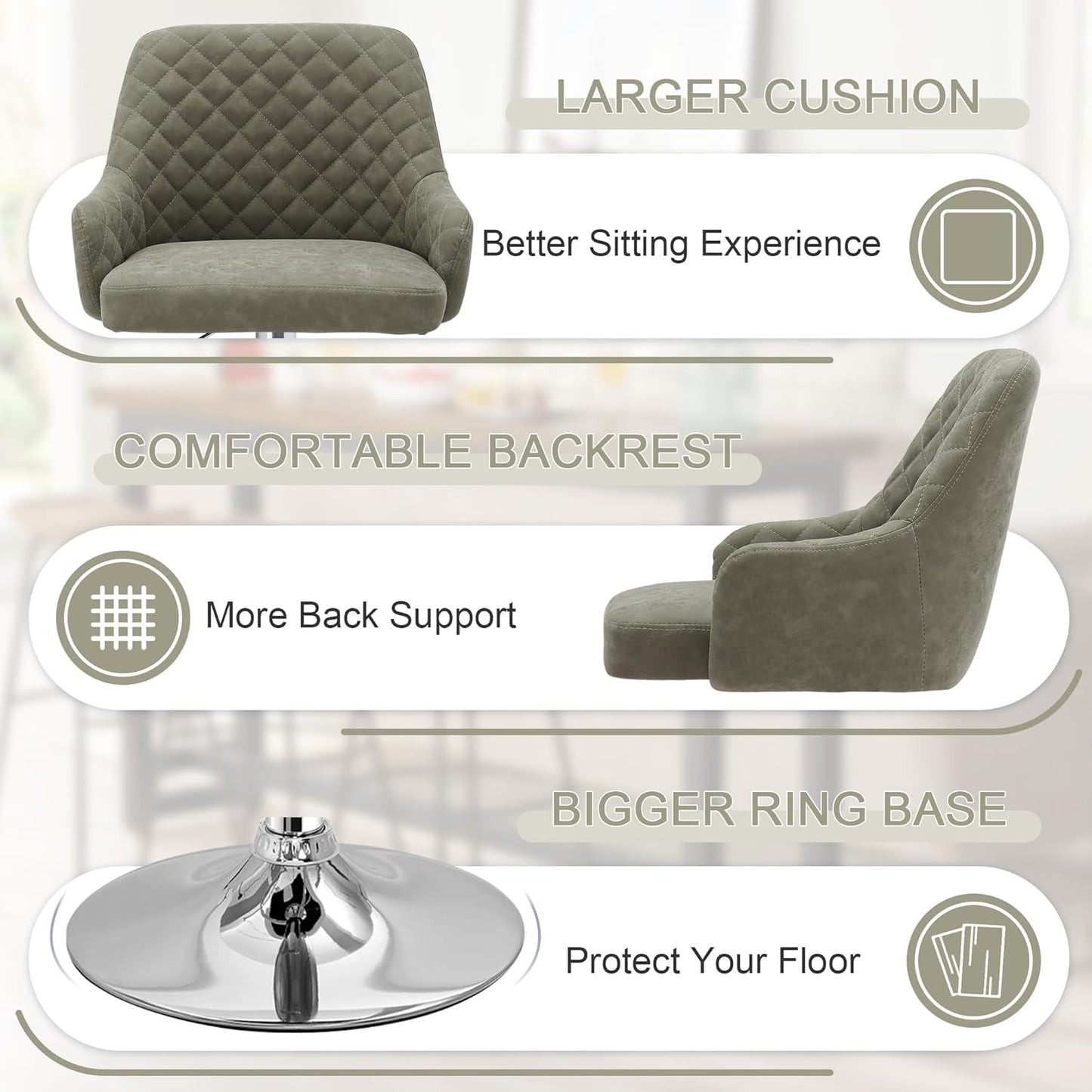 VECELO Adjustable Bar Stools Set of 2, Bar Height Stools for Kitchen Counter