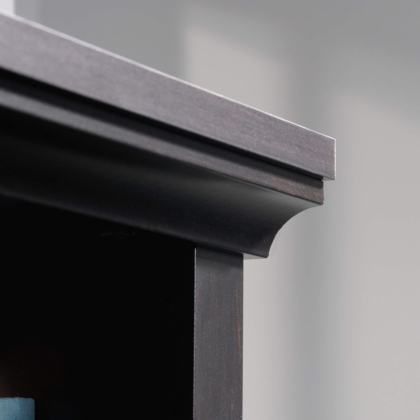 Sauder Select Book Shelf, Bookshelf with Storage, Library Bookcase with Doors and Adjustable Shelves, in Estate Black