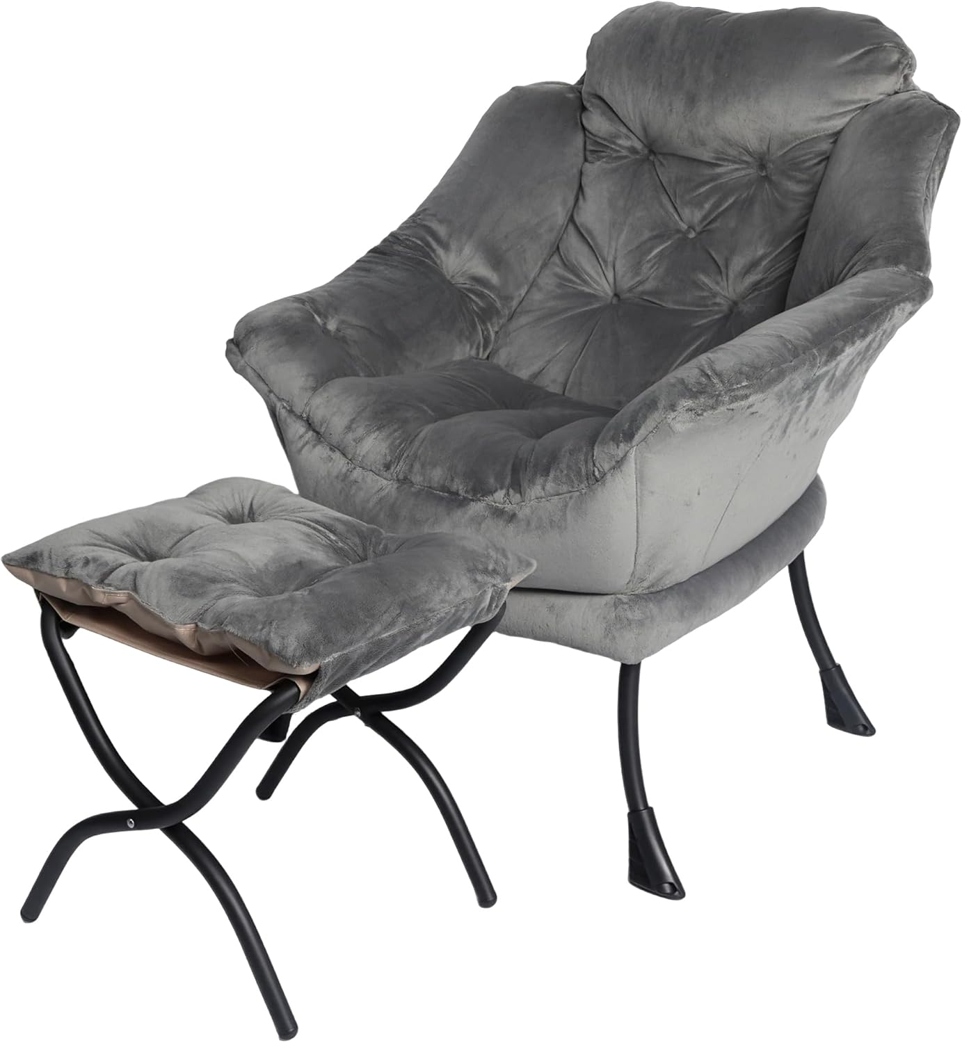 Kokel Lazy Chair with Folding Ottoman,Living Room Chairst (Dark Gray-1118)
